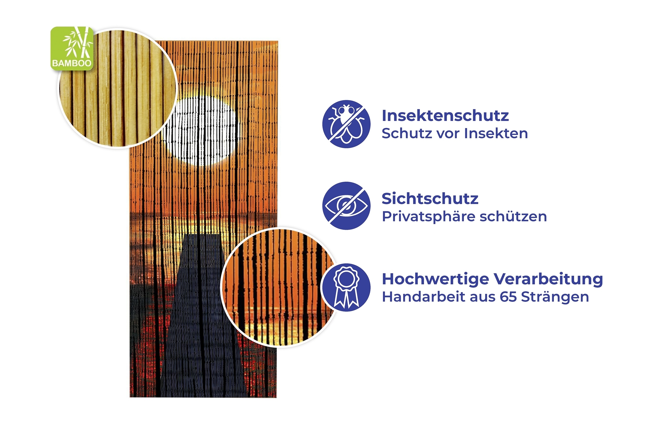Maximex Türvorhang »Modell Sonnenuntergang«, (1 St.), Insekten- und Sichtschutz aus Bambus, für Balkon oder Terrasse