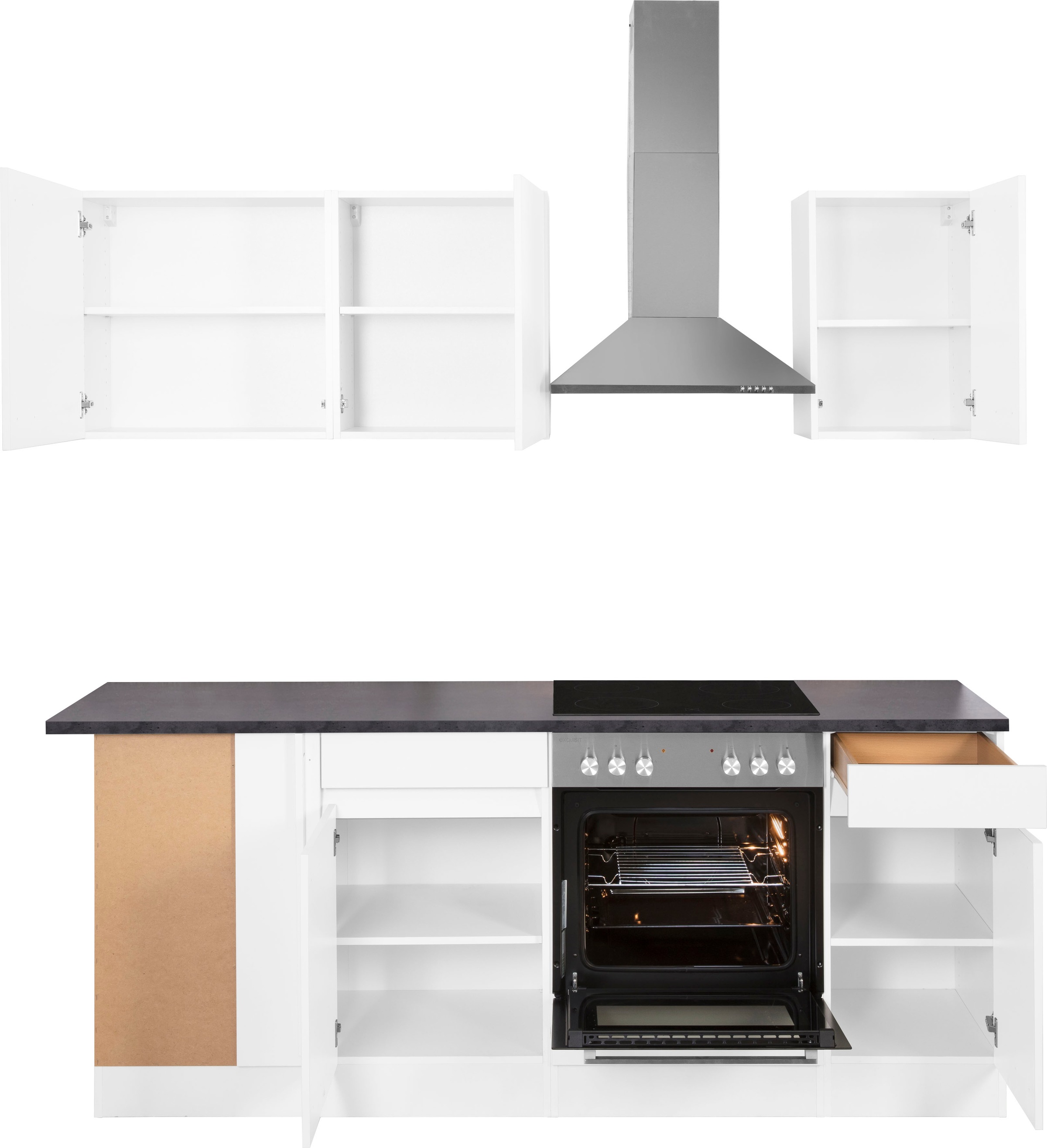 OPTIFIT Küchenzeile "Roth" Stellmaße 210x175 cm,wahlweise mit E-Geräten, Push-to-Open-Funktion