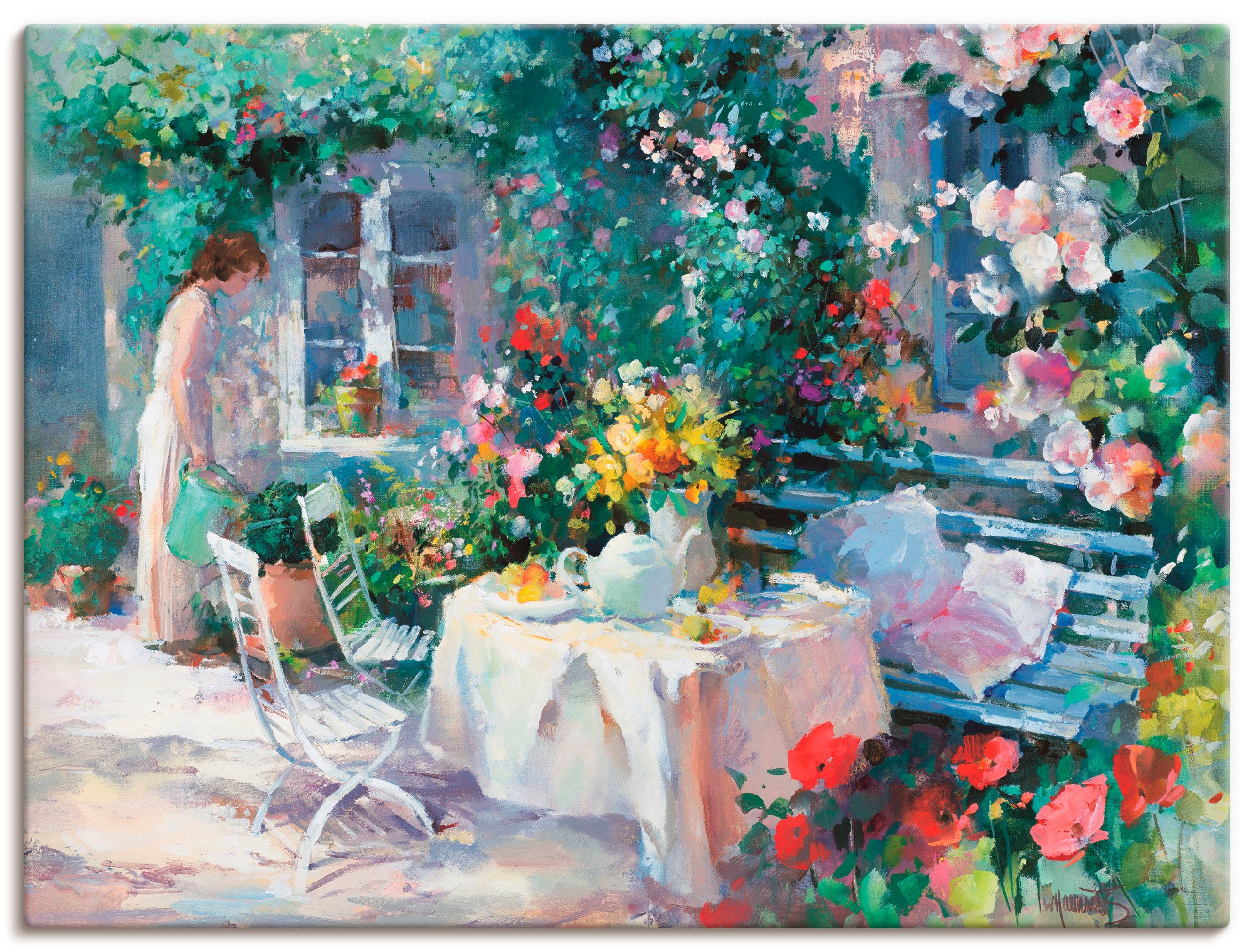 Image of Artland Wandbild »Teezeit im Garten«, Garten, (1 St.), in vielen Grössen & Produktarten -Leinwandbild, Poster, Wandaufkleber / Wandtattoo auch für Badezimmer geeignet bei Ackermann Versand Schweiz