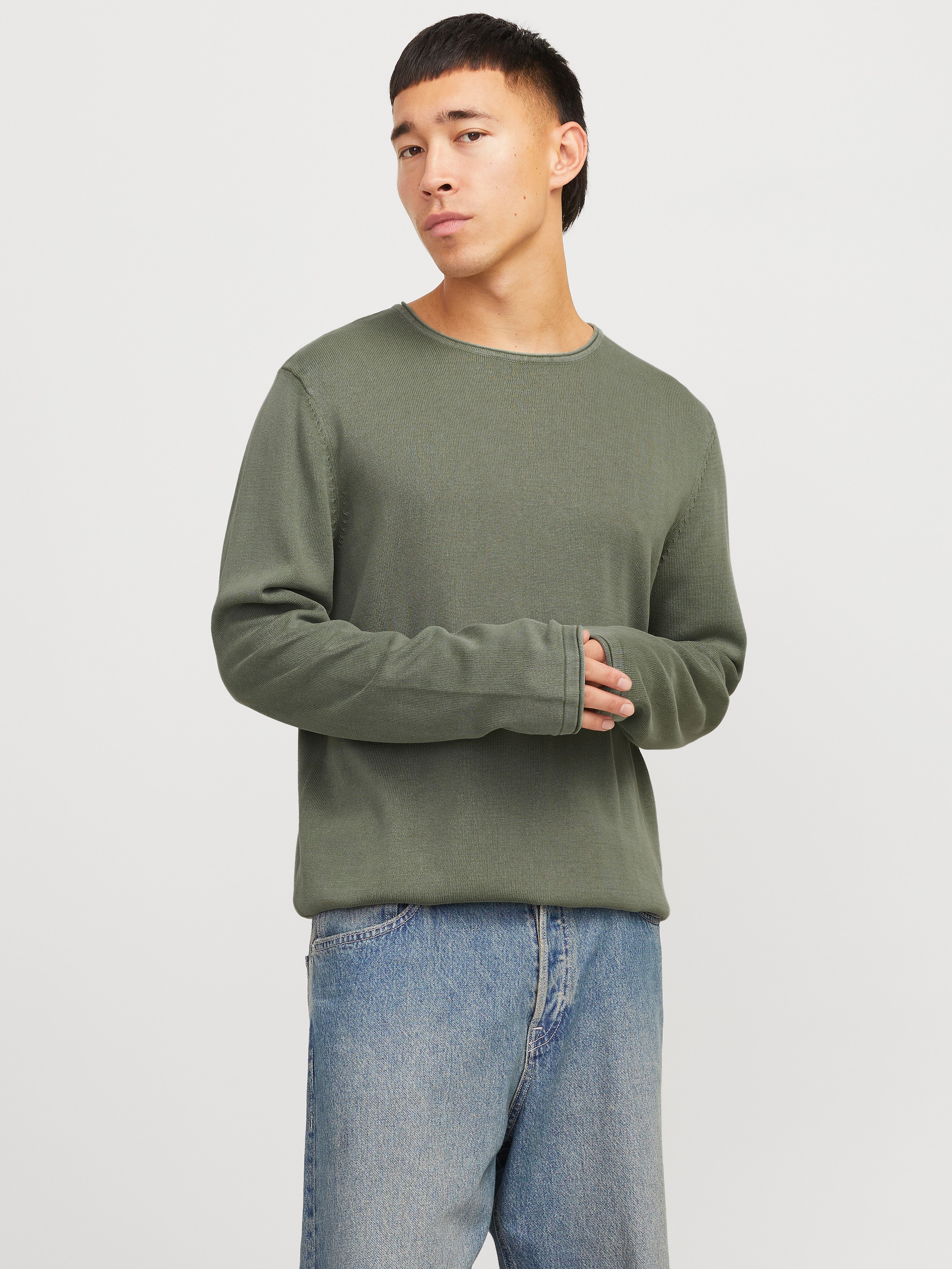 Image of Jack & Jones Rundhalspullover "JJELEO KNIT CREW NECK NOOS" Baumwolle, regular fit
