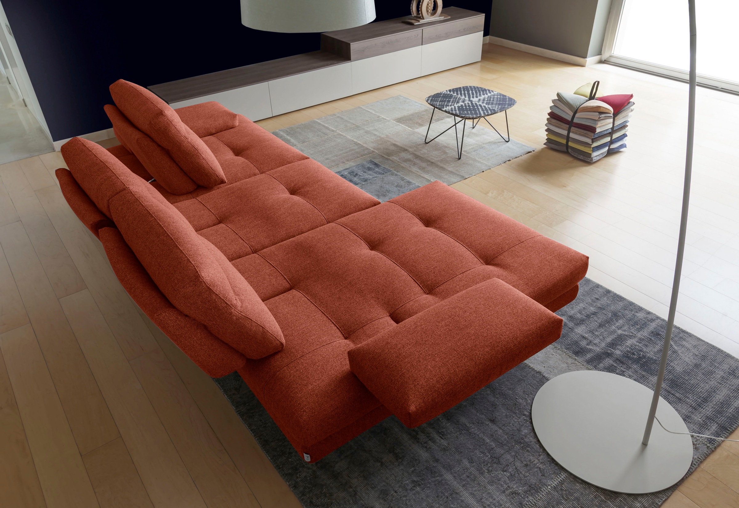 CALIA ITALIA Canapé d'angle »Toby Wing, Komfortsofa der Extraklasse, bequem, L-Form« inklusive Sitztiefenverstellung, Füsse in chrom glänzend