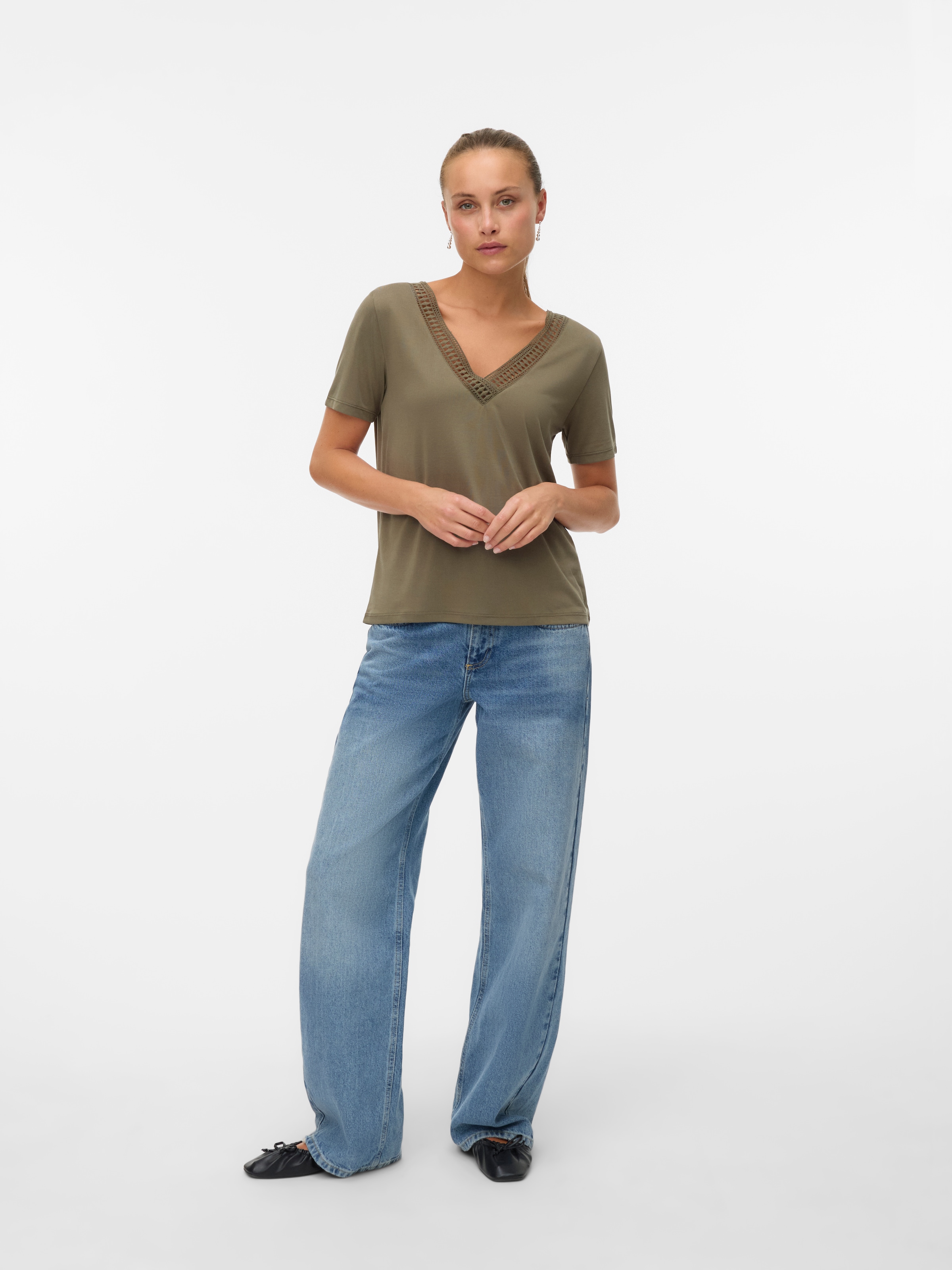 Vero Moda Kurzarmshirt »VMSAVANNAH LACE 2-WAY SS TOP JRS«