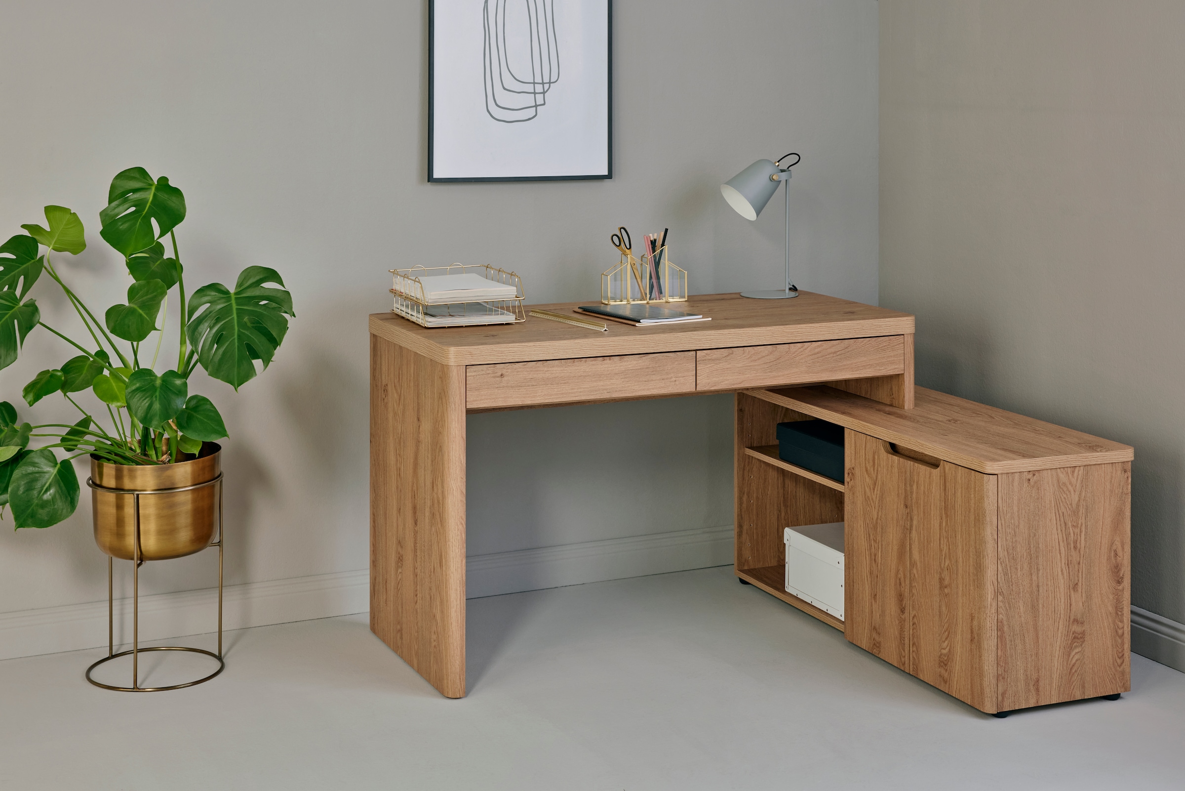 Jahnke Bureau d'angle »LIBRE C 155 E« 1 cuis tlg. montage réversible, largeur env. 140 cm