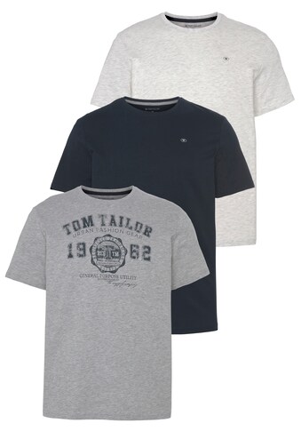 TOM TAILOR T-Shirt, (Packung, 3 tlg., 3er-Pack), mit kleinem Logo-Print oder Front- Print kaufen