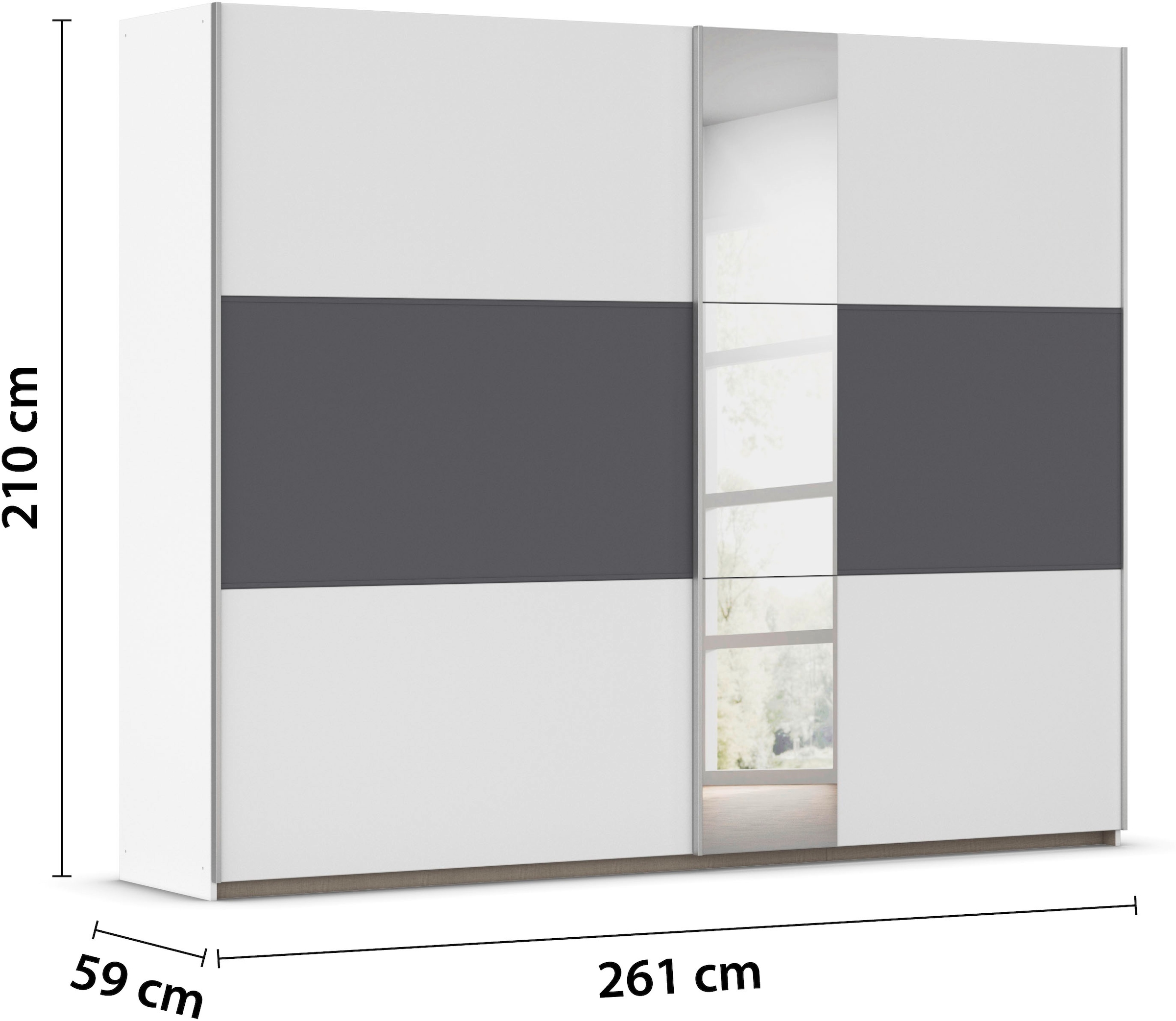 rauch Schwebetürenschrank »Kleiderschrank Schrank Garderobe TOPSELLER ASTANA OTTO´s CHOICE« 3 Ausstattungen BASIC/CLASSIC/PREMIUM (inkl. SOFT-CLOSE-FUNKTION),  mit 3 Spiegelelementen, Metallgriffleisten alufarbig MADE IN GERMANY