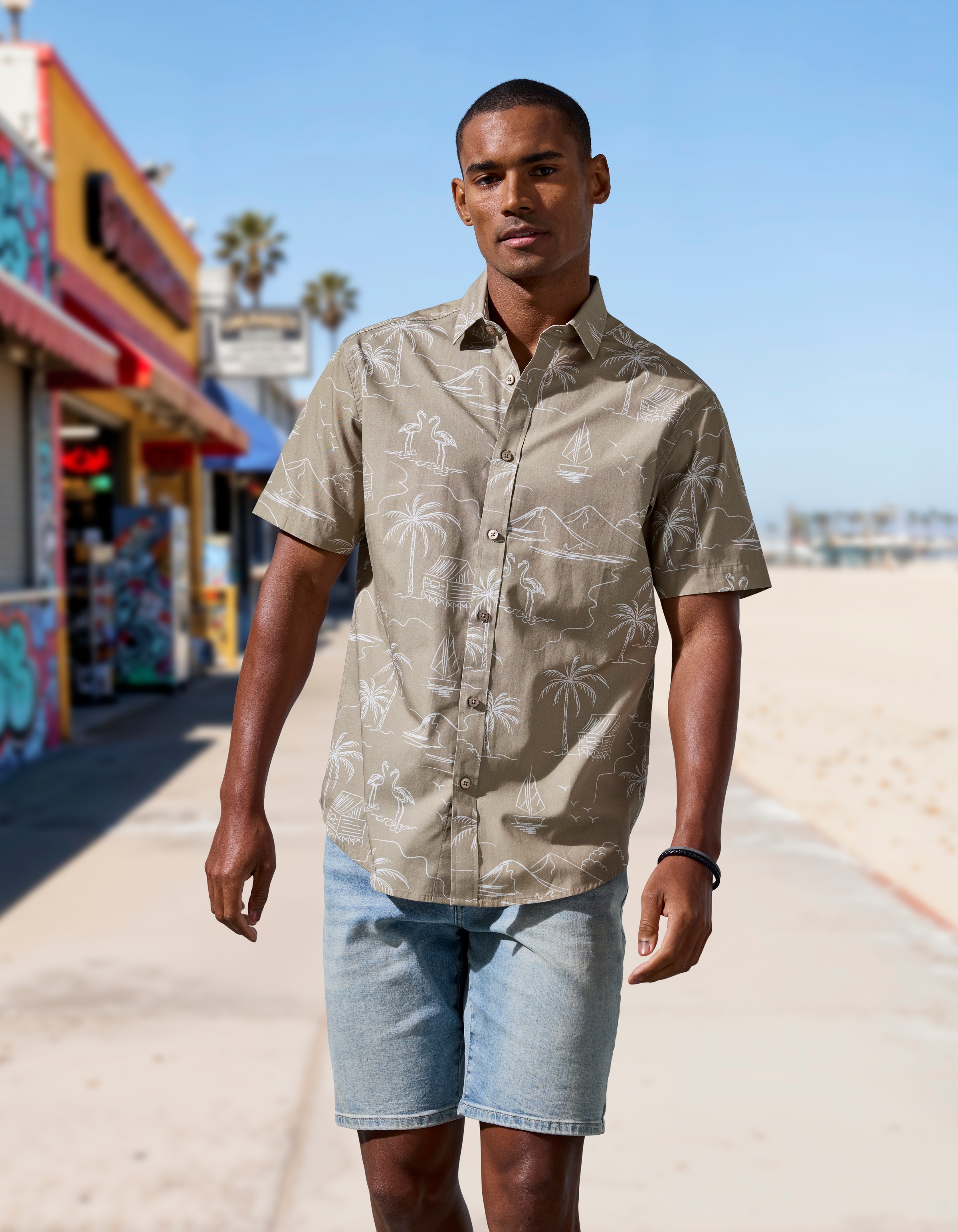 Buffalo Short en jean »5-Pocket Shorts,« mit normaler Bundhöhe, kurze Hose aus elastischer Denim-Qualität