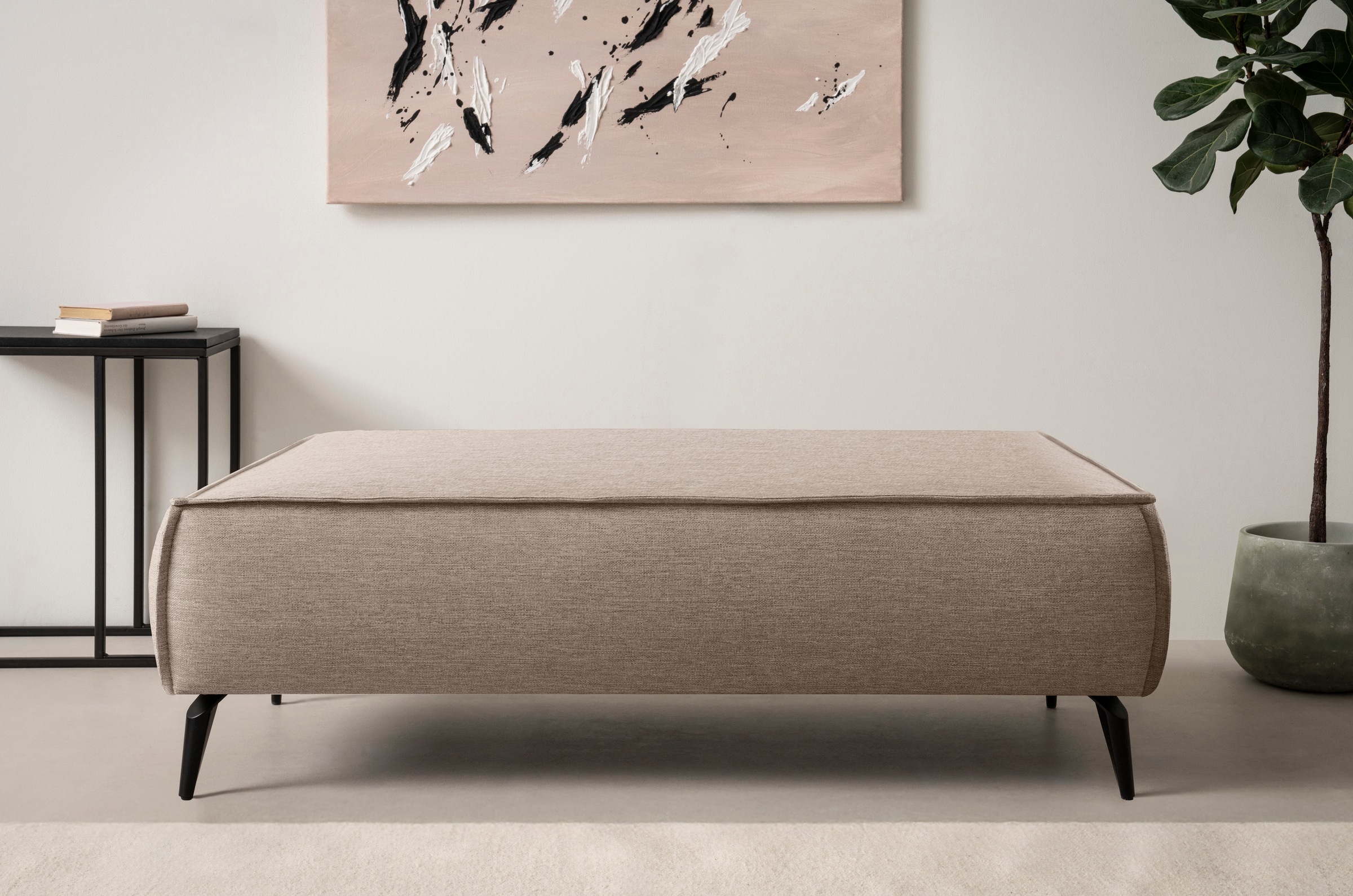 Image of GOODproduct Hocker "TVINNU" zur Serie TVINNU, gemütlicher Sitzkomfort, rechteckig, schwarze Füsse