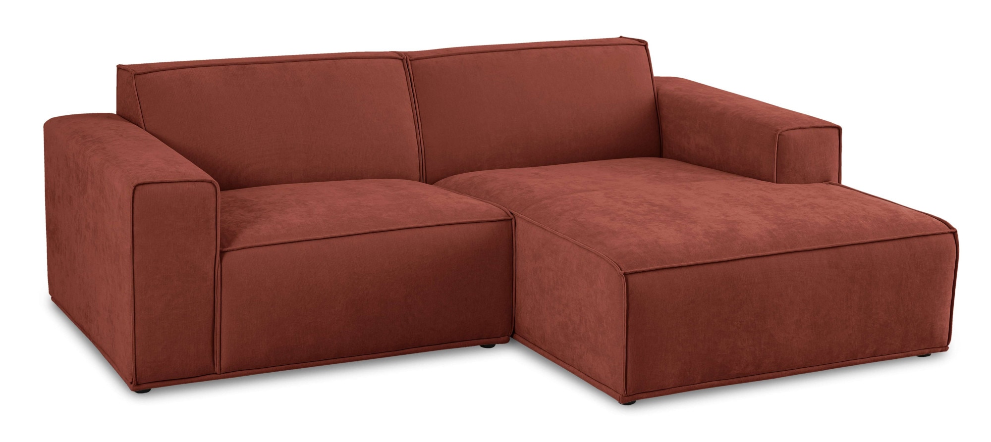 Home affaire Ecksofa »Avelin, 228 cm, L-Form, Chenille, Struktur-Boucle« mit Wellenunterfederung, Kedernaht, bodentief, Skandi-Design