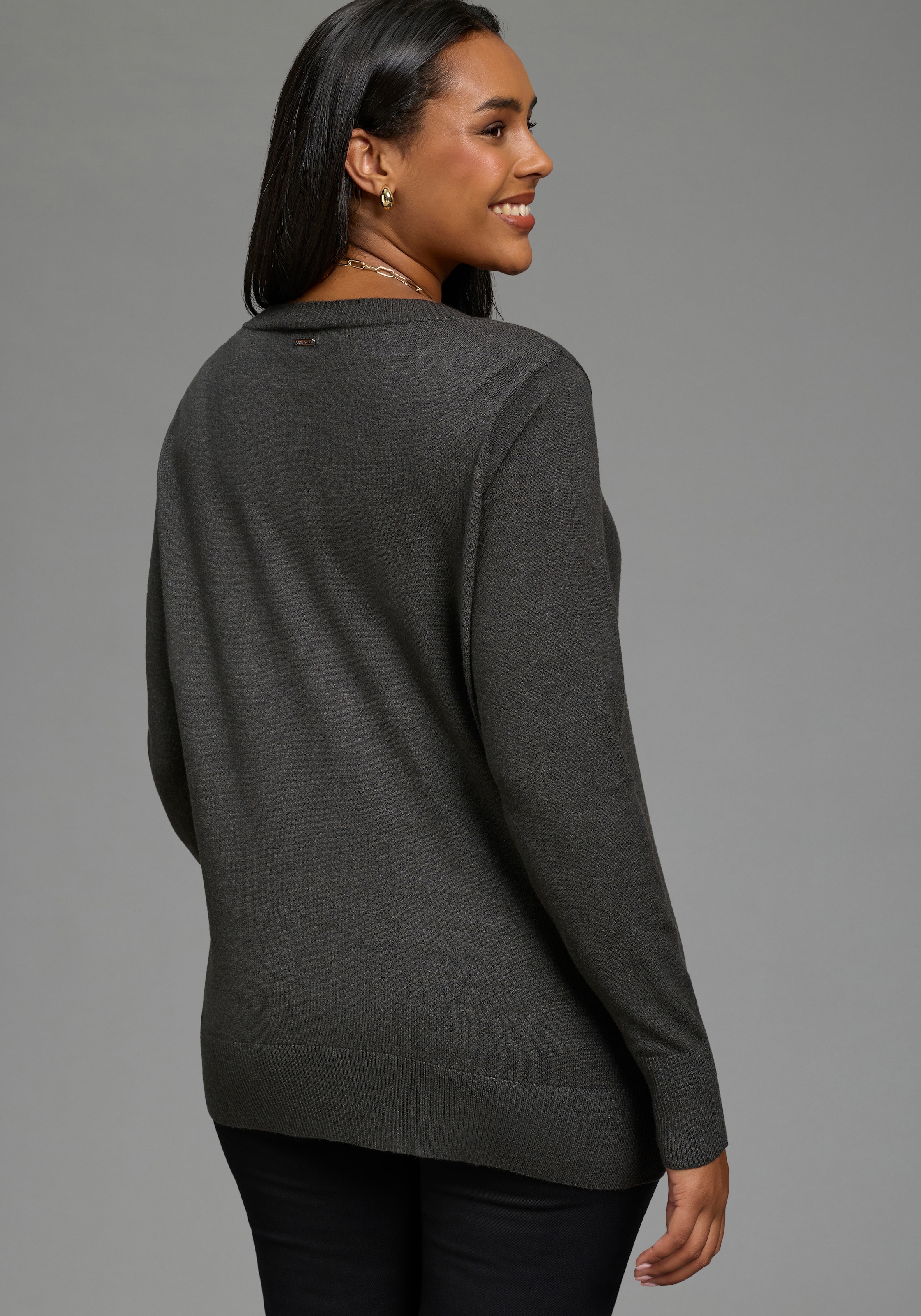 Laura Scott CURVE Pull en tricot »Grosse Grössen« ajusté à la silhouette, avec encolure en V