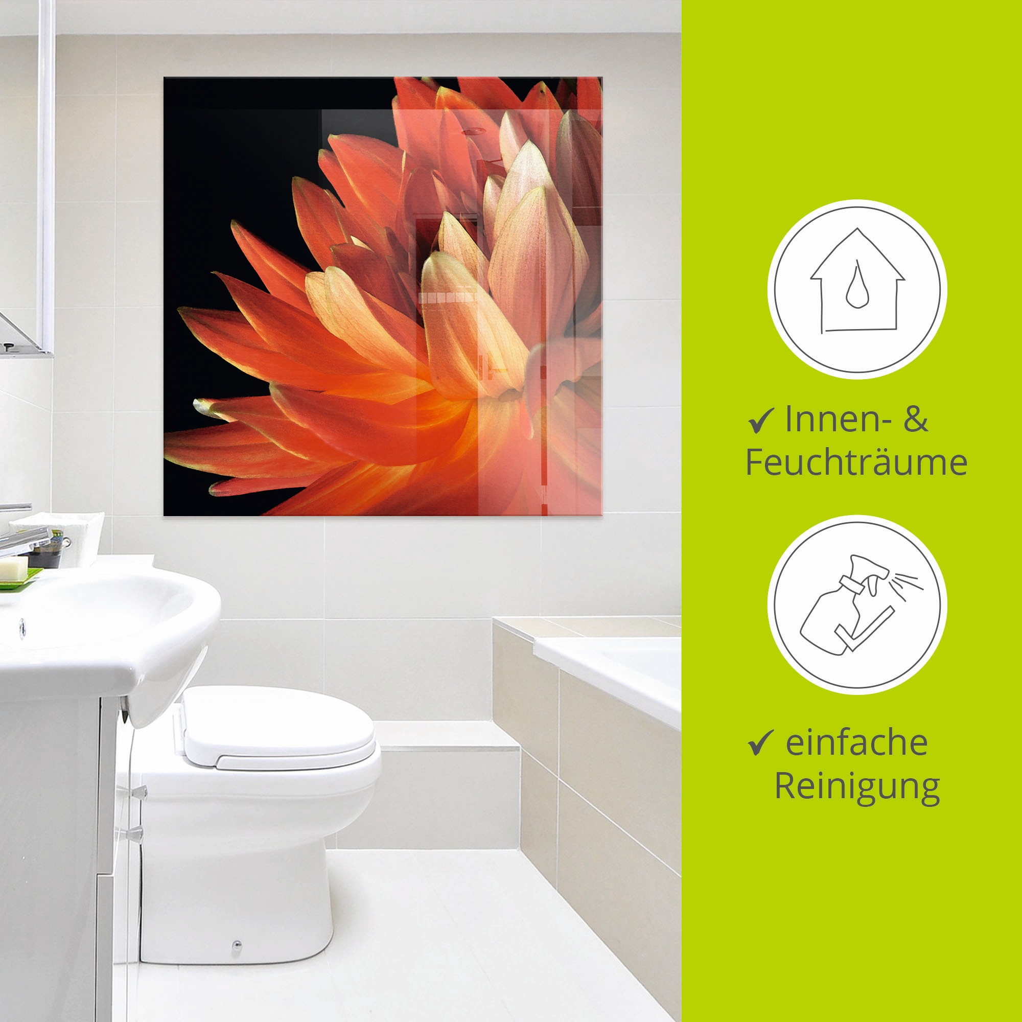 Artland Glasbild »Rote Dahlie«, Blumen, (1 St.), in verschiedenen Grössen