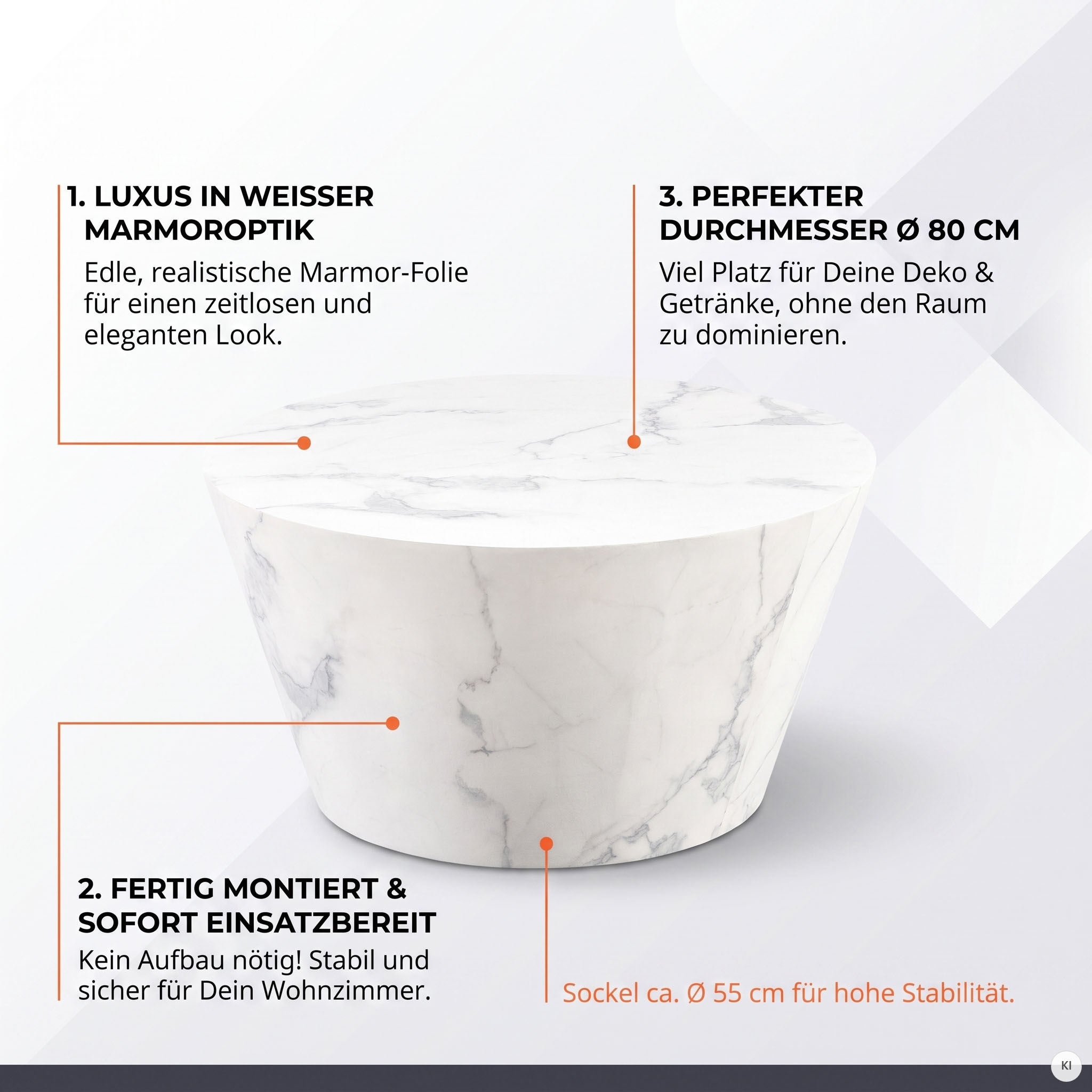 SalesFever Table basse »Coffeetable Wohhnzimmertisch im minimalistischen Stil« 1 cuis tlg. filmé effet marbre