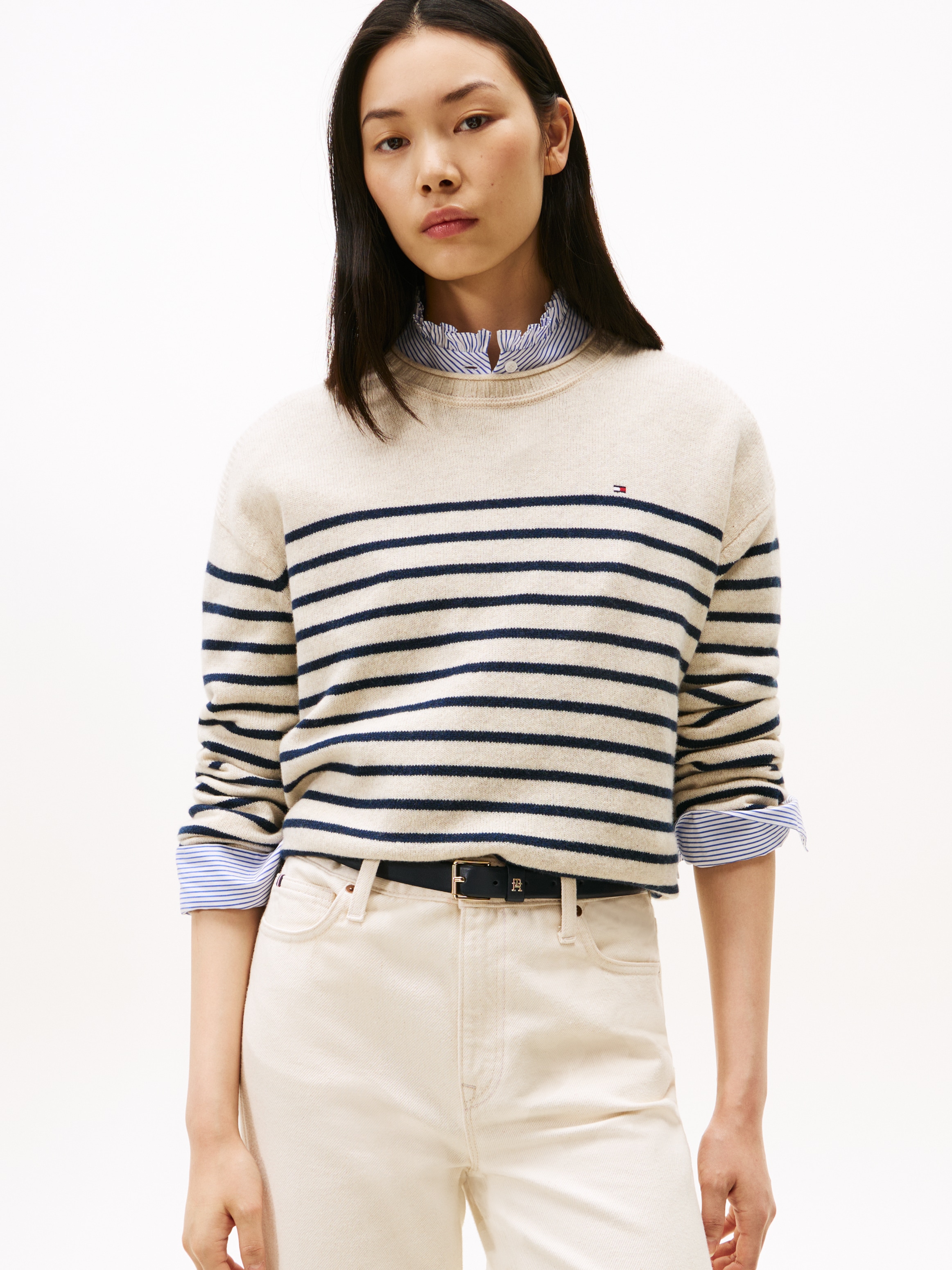 Image of Tommy Hilfiger Strickpullover "SOFT WOOL RLXD C-NK LS SWT" aus reiner Wolle