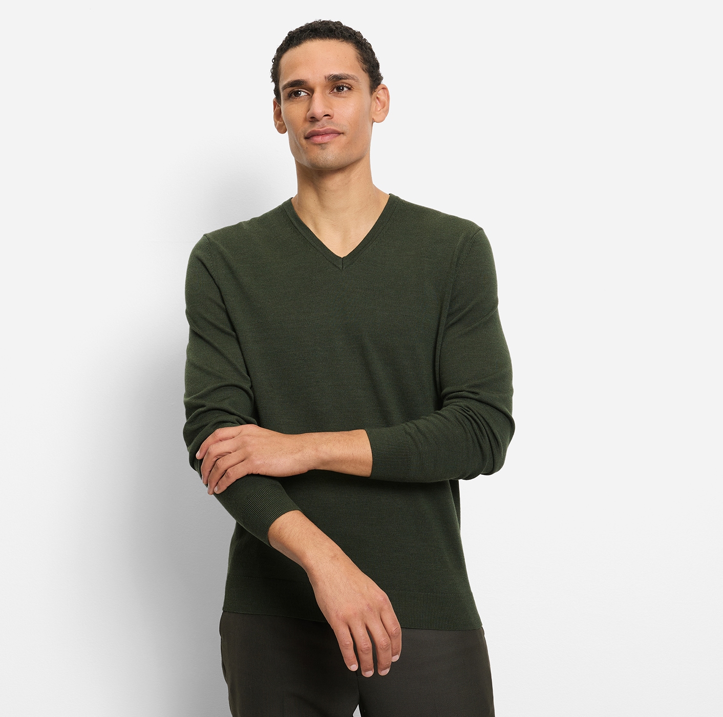 OLYMP Pull col V »OLYMP Strick Casual« pull classique en maille