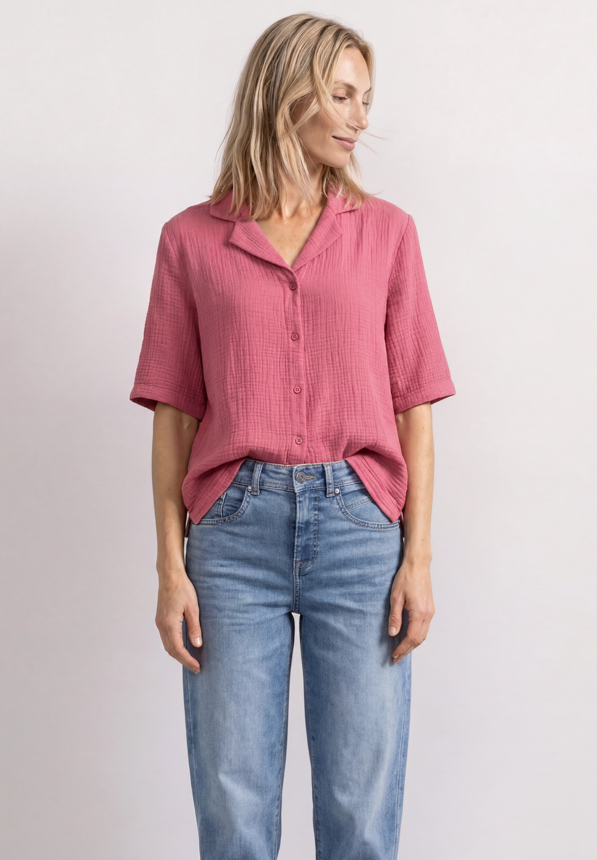 STREET ONE Blouse chemise Blouse d'été, mousseline de coton de haute qualité