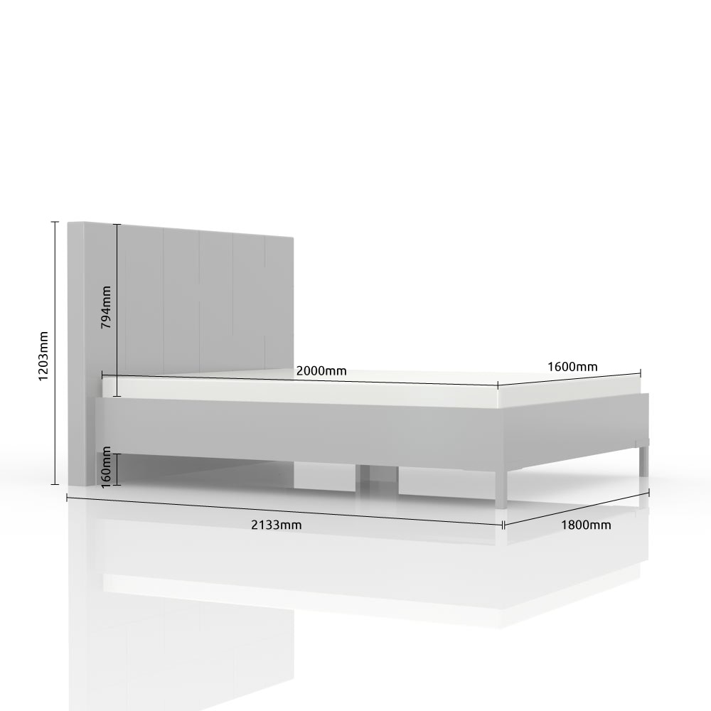 GOODproduct Lit »Piano, Liegefläche 160x200 oder 180x200cm, FSC-zertifiziert« avec tête de lit rembourrée, laquage UV brillant beige ou blanc