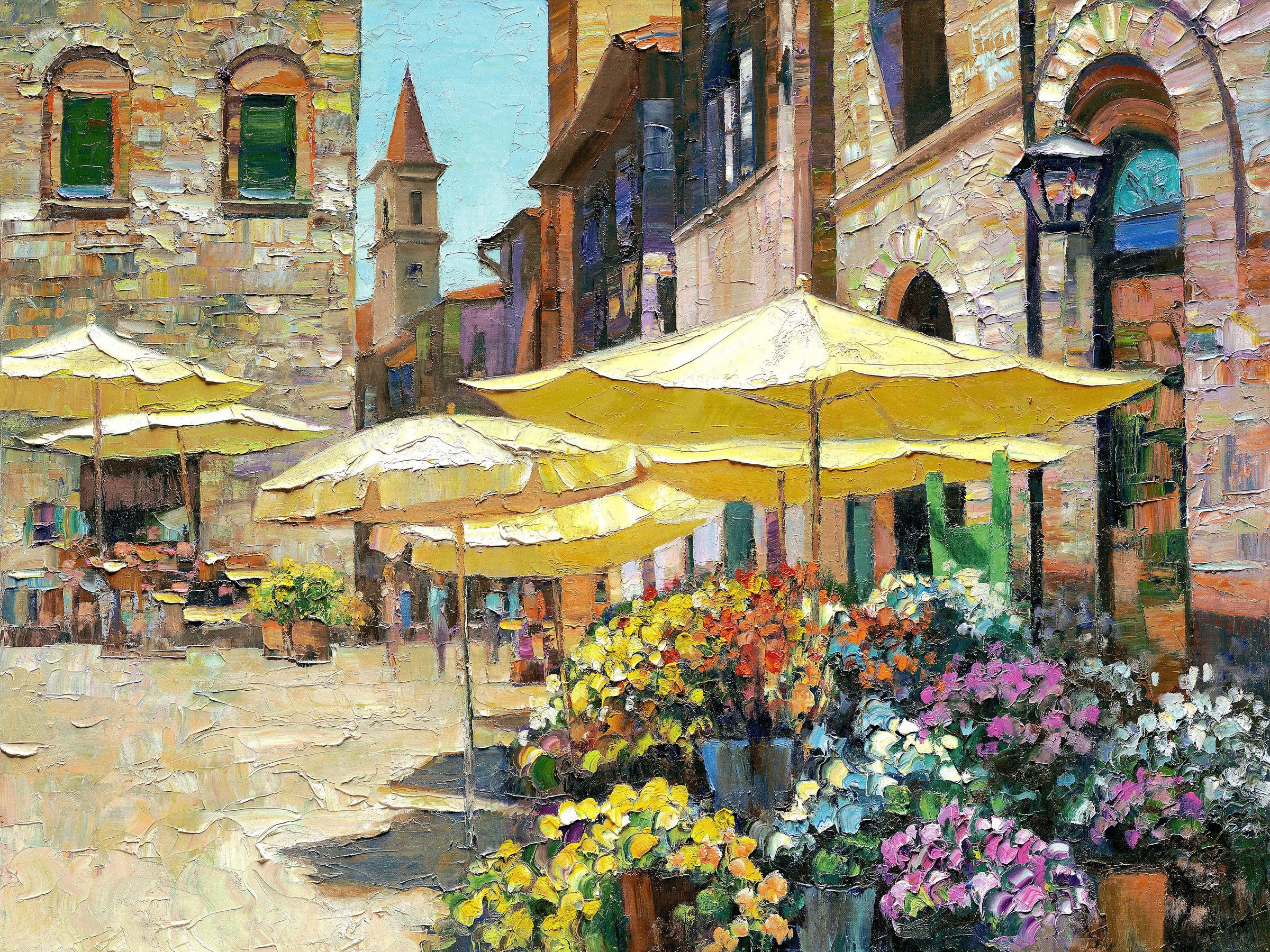Image of DELAVITA Kunstdruck »BEHRENS / Blumenmarkt in Siena«, (auf Leinwand 80/3,5/60 cm) bei Ackermann Versand Schweiz