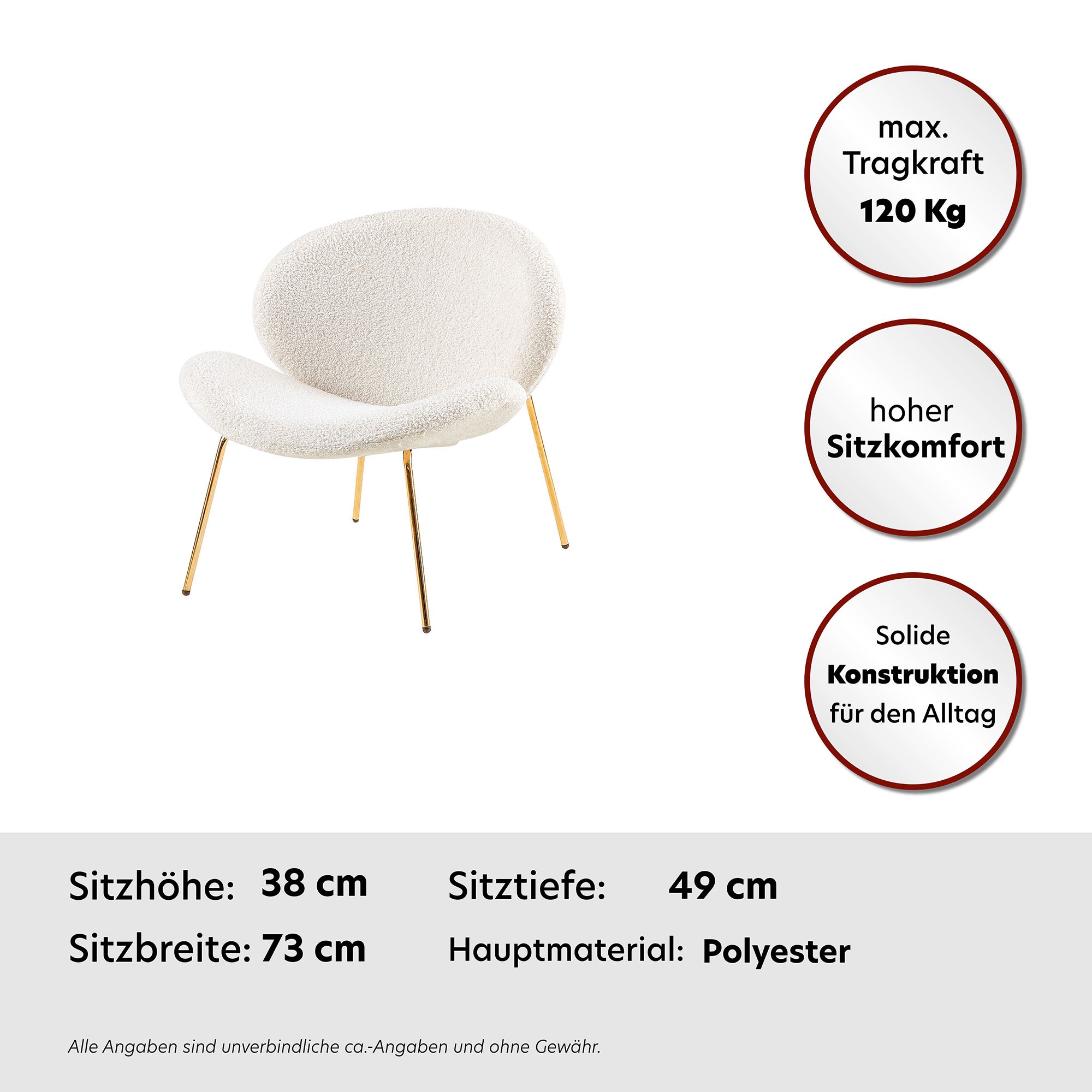 Kayoom Polsterstuhl »Stuhl Jaden 125 2er-Set, im angesagten Stoff mit dem Kräusel-Effekt«, (Set), 2 St., Ästhetisch minimalistisches Design, Bouclé Stoff, breites Sitzen