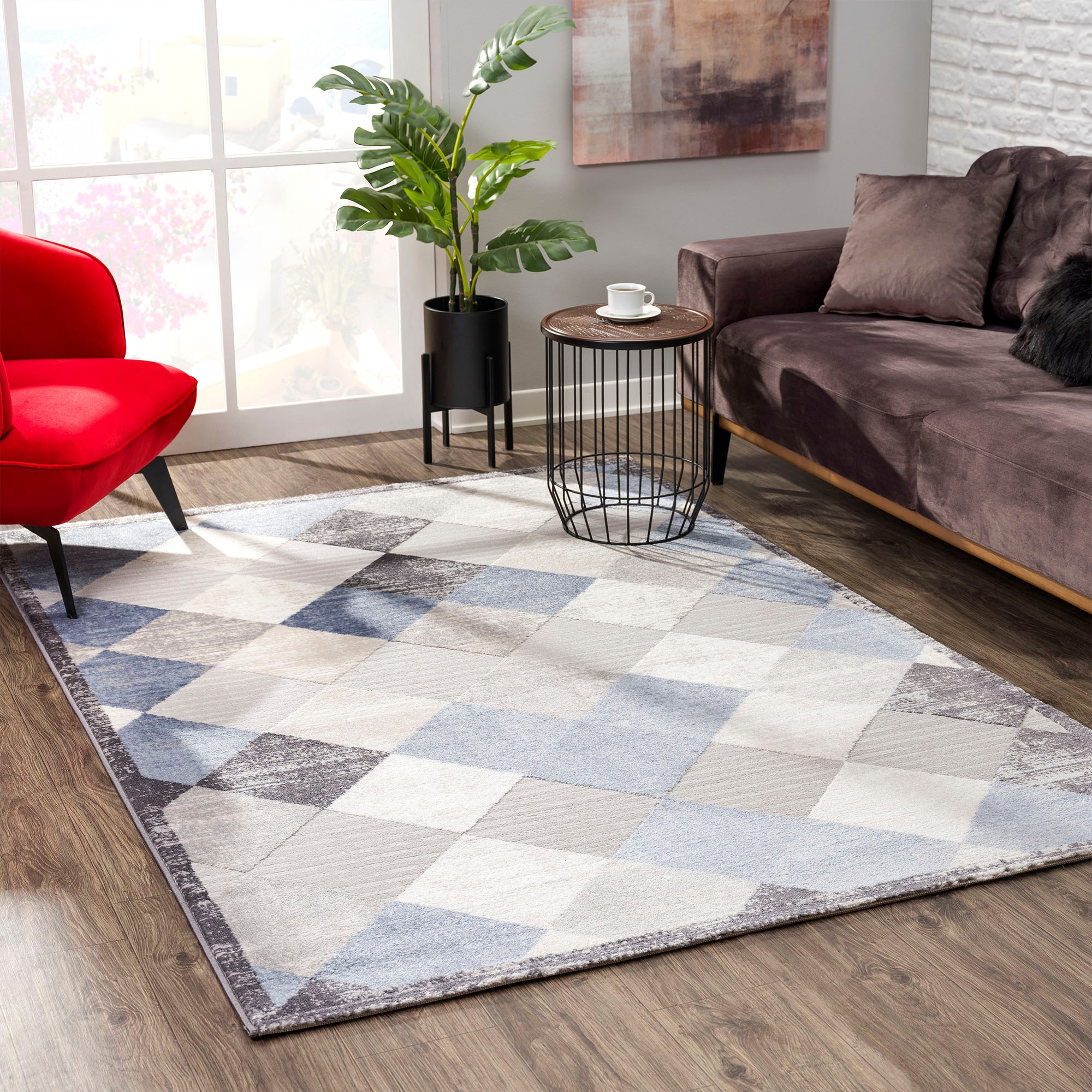 Sanat Teppich »Evra 7009« rechteckig 22 mm Höhe Wohnzimmer, Kurzflor, modern, Läufer