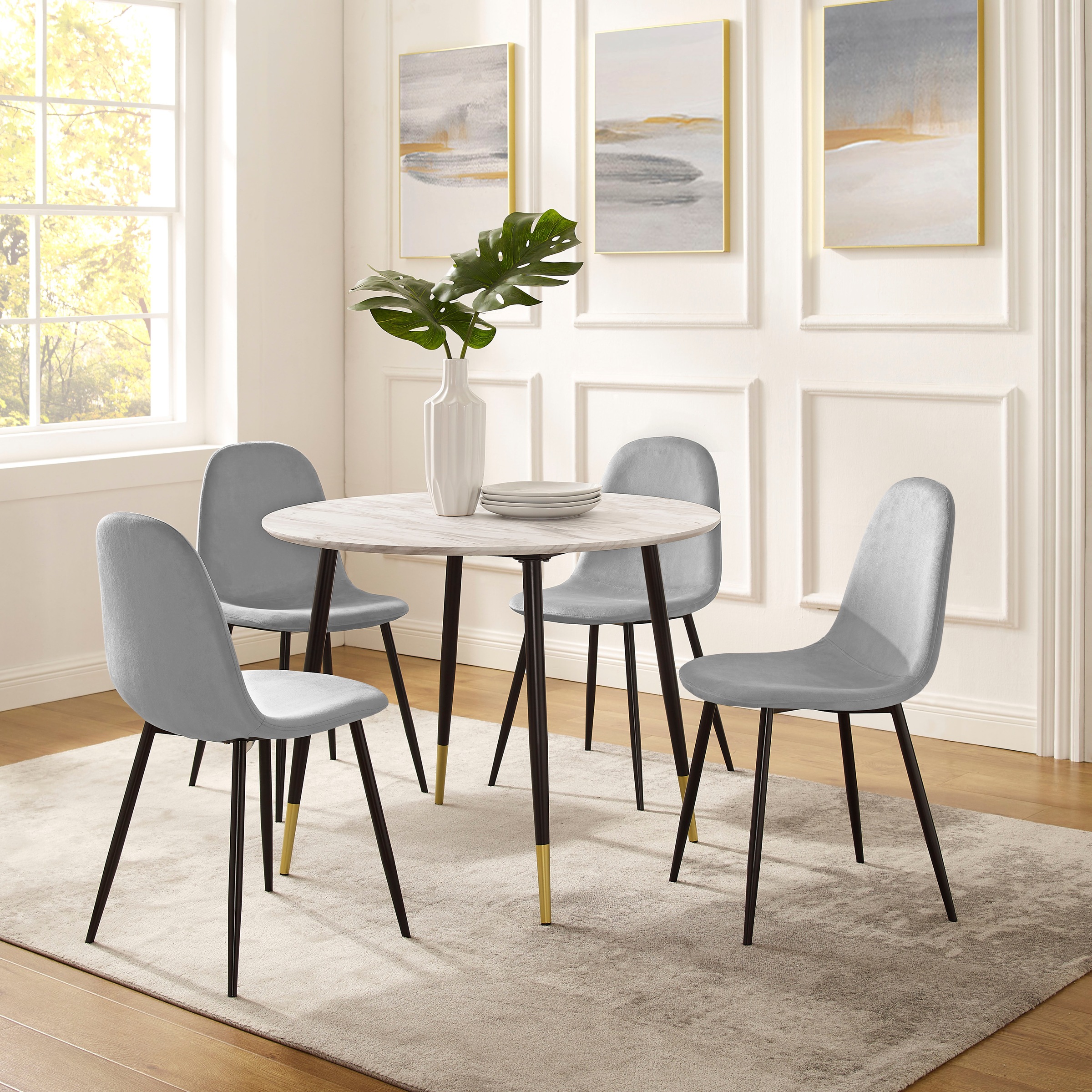Image of GOODproduct Essgruppe "Eadwine, Sitzgruppe Esstisch plus 4 Esszimmerstühle" 1 Esstisch plus 4 Esszimmerstühle
