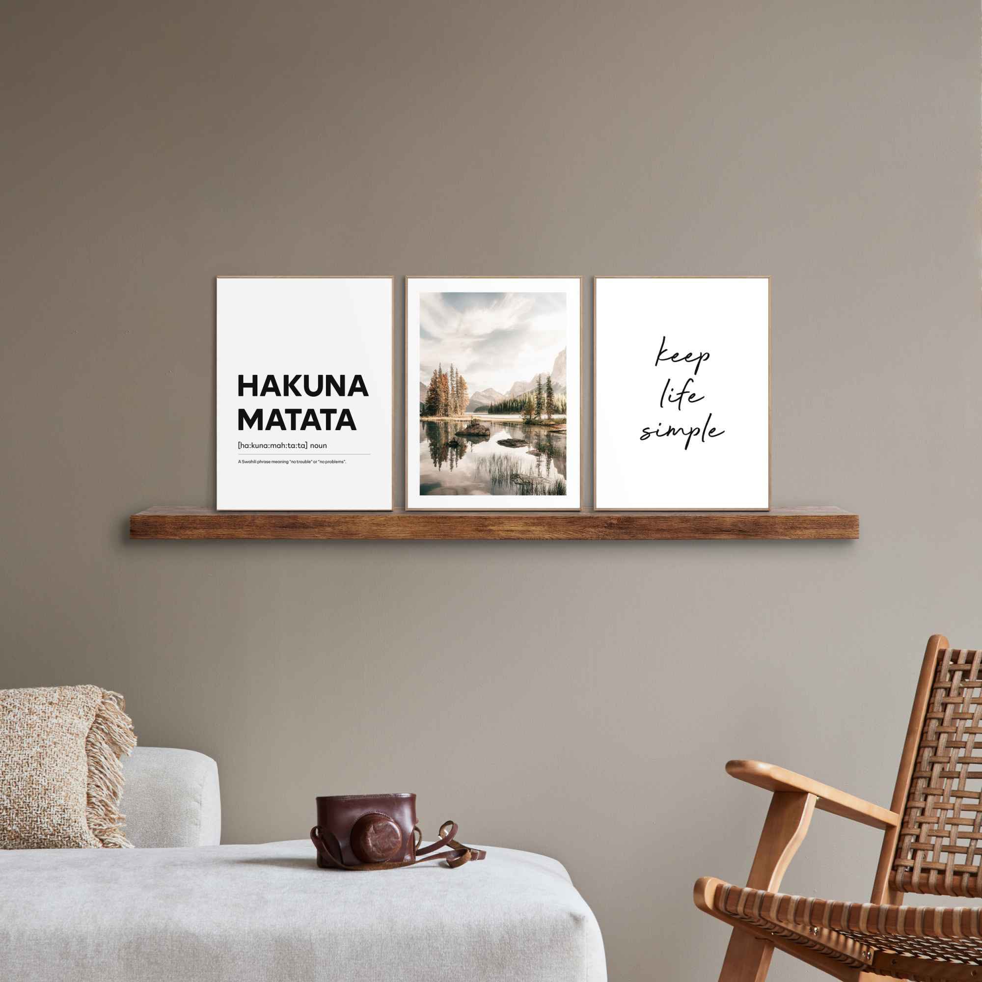 Reinders! Wandbild »Hakuna Matata Text - Bergen - Lebensmotto - Freiheit - Glück«, (3 St.)