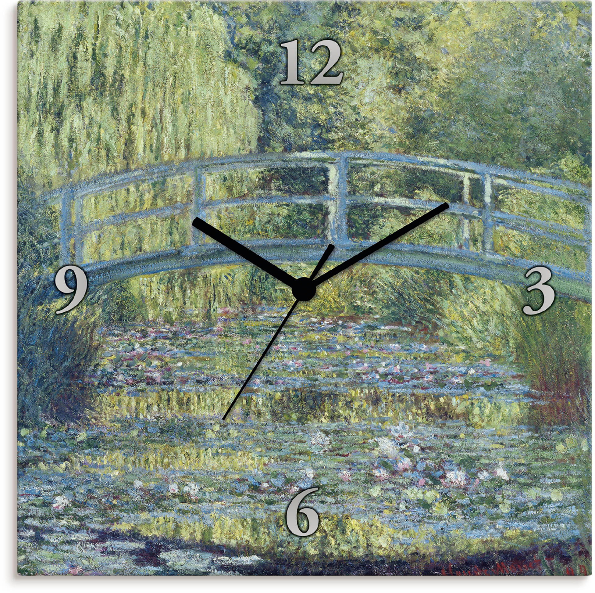 Image of Artland Wanduhr »Der Seerosenteich, Harmonie in Grün«, lautlos, ohne Tickgeräusche, nicht tickend, geräuschlos - wählbar: Funkuhr o. Quarzuhr, moderne Uhr für Wohnzimmer, Küche etc. - Stil: modern bei Ackermann Versand Schweiz