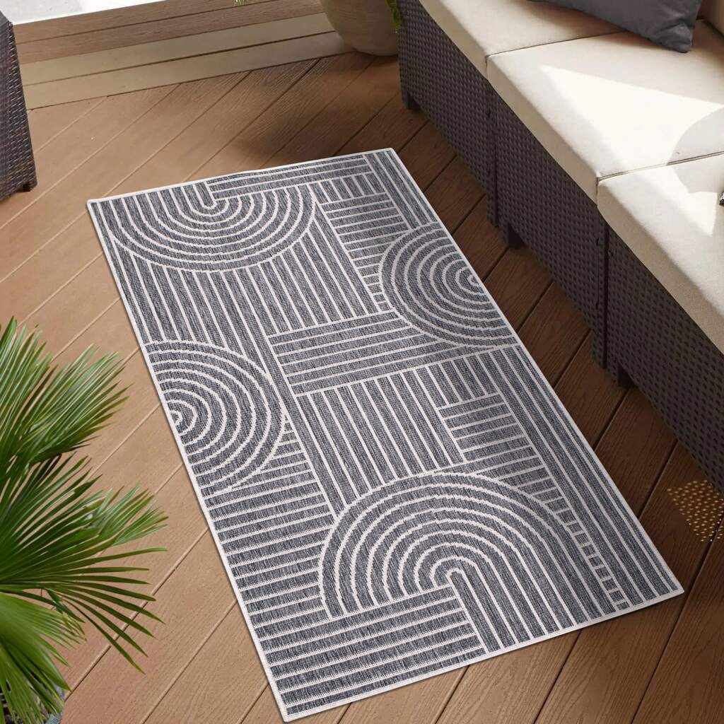 Carpet City Outdoorteppich »DUO RUG 5842« rechteckig 5 mm Höhe Wendeteppich Wetterfest In- & Outdoor, Balkon, Terrasse, Wohnzimmer