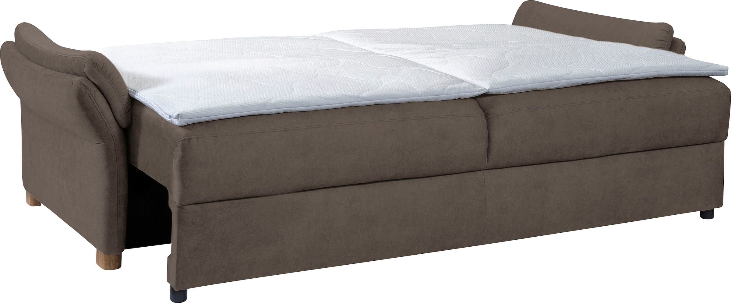 exxpo - sofa fashion 3-Sitzer »Kentt hochwertiger Sitzaufbau für hohen Sitzkomfort, bequeme Armlehnen«, inkl. Boxspring/Federkern-Polsterung, Bettfunktion und Bettkasten