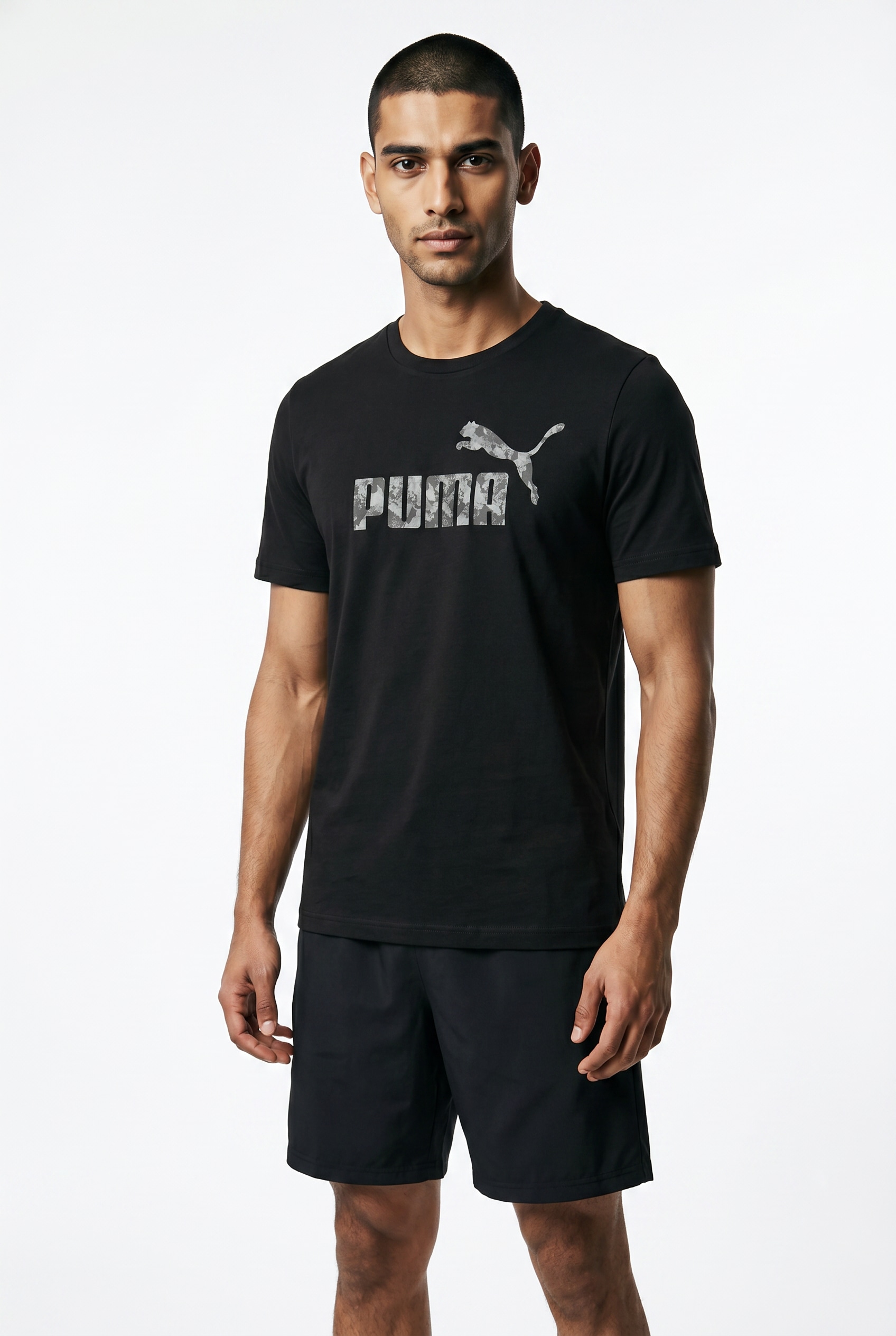 Image of PUMA T-Shirt "ESS CAMO TEE" gerade Passform, Kurzarm, für Alltag und Freizeit