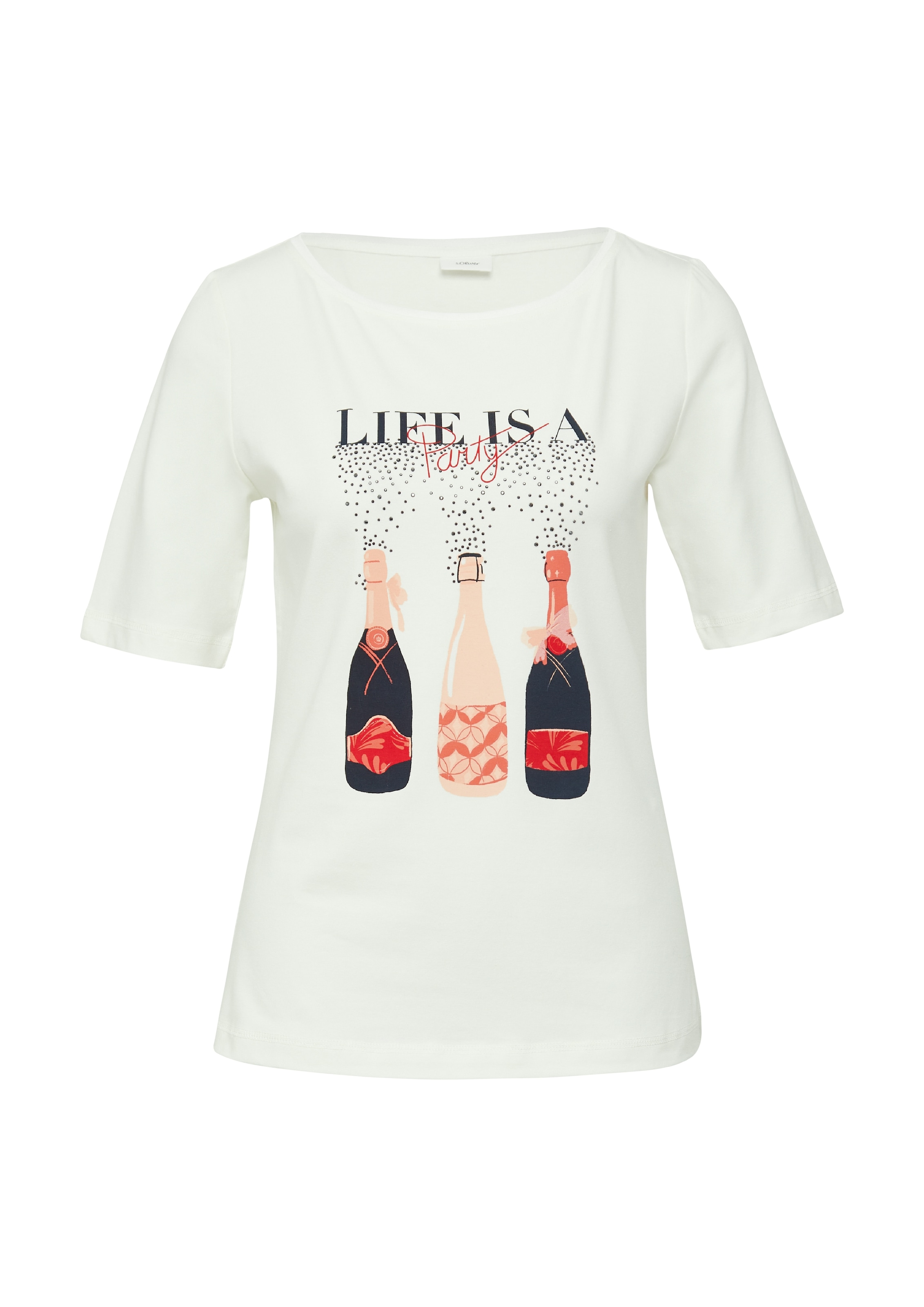 Image of s.Oliver BLACK LABEL Print-Shirt Sommershirt mit Stretch