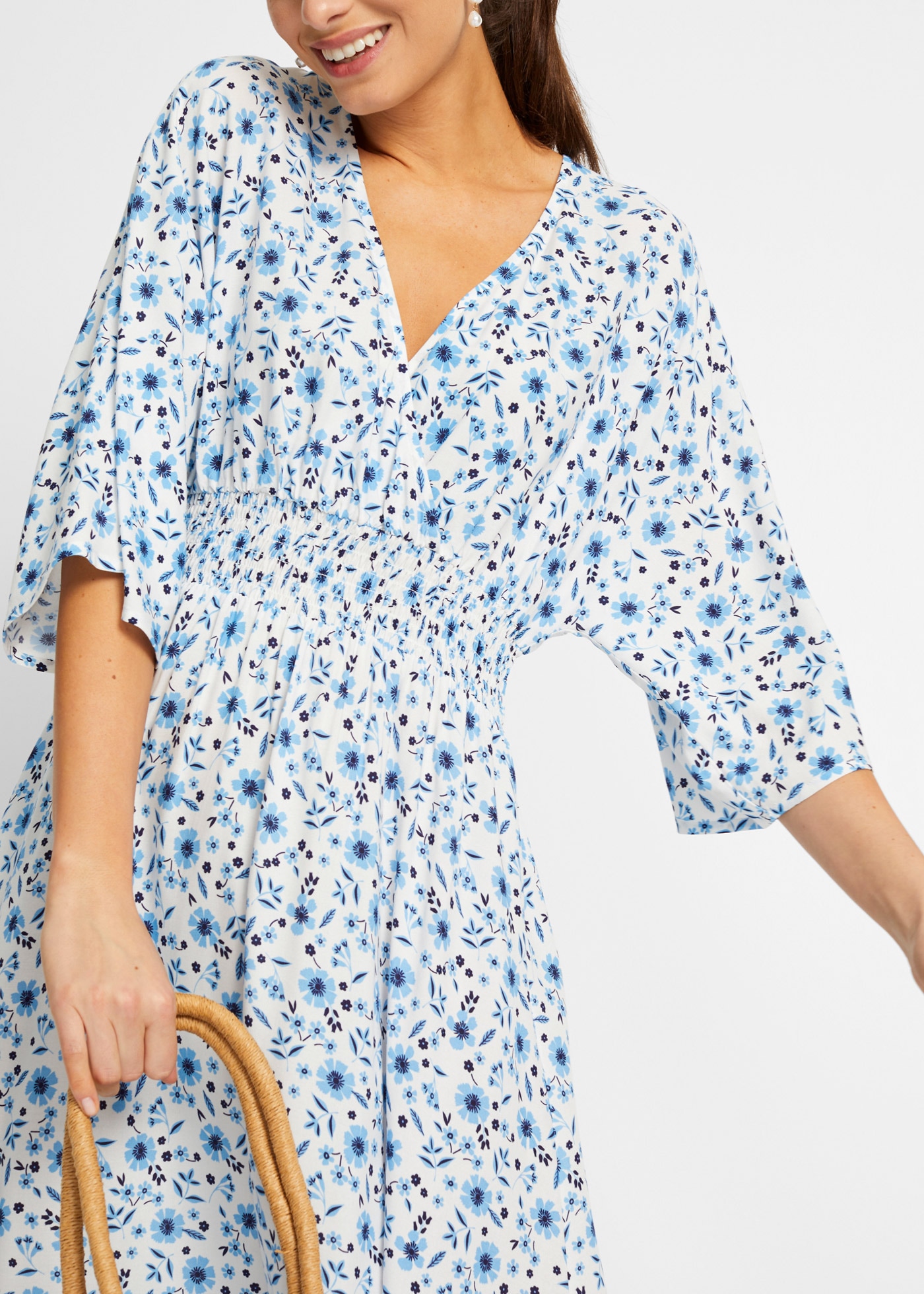 bonprix Maxi robe »Maxikleid aus reiner Viskose« en viscose, coupe évasée, style élégant, avec imprimé