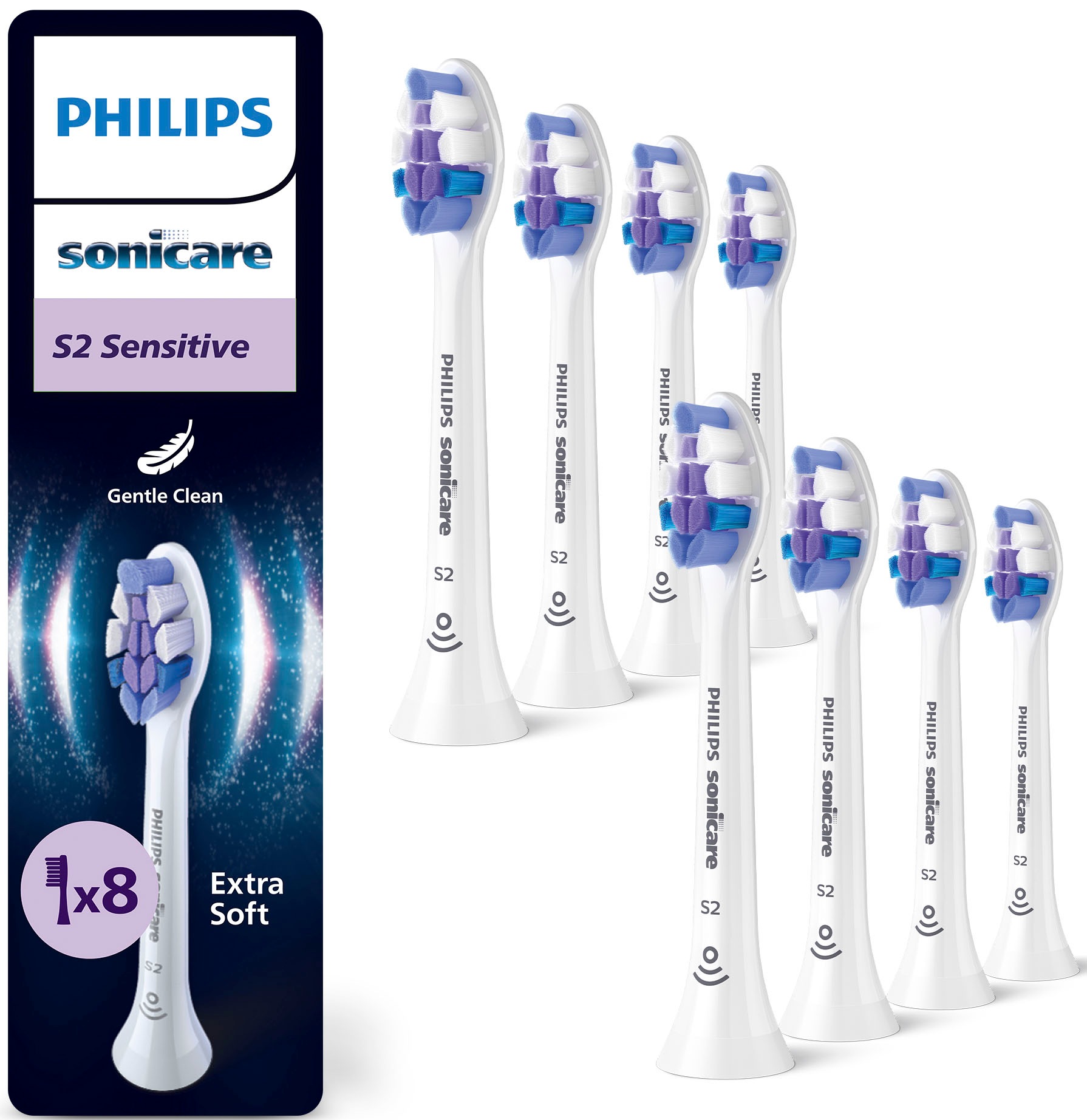 Image of Philips Sonicare Aufsteckbürsten "S Sensitive" für empfindliche Zähne und Zahnfleisch, für jedes Sonicare Handstück