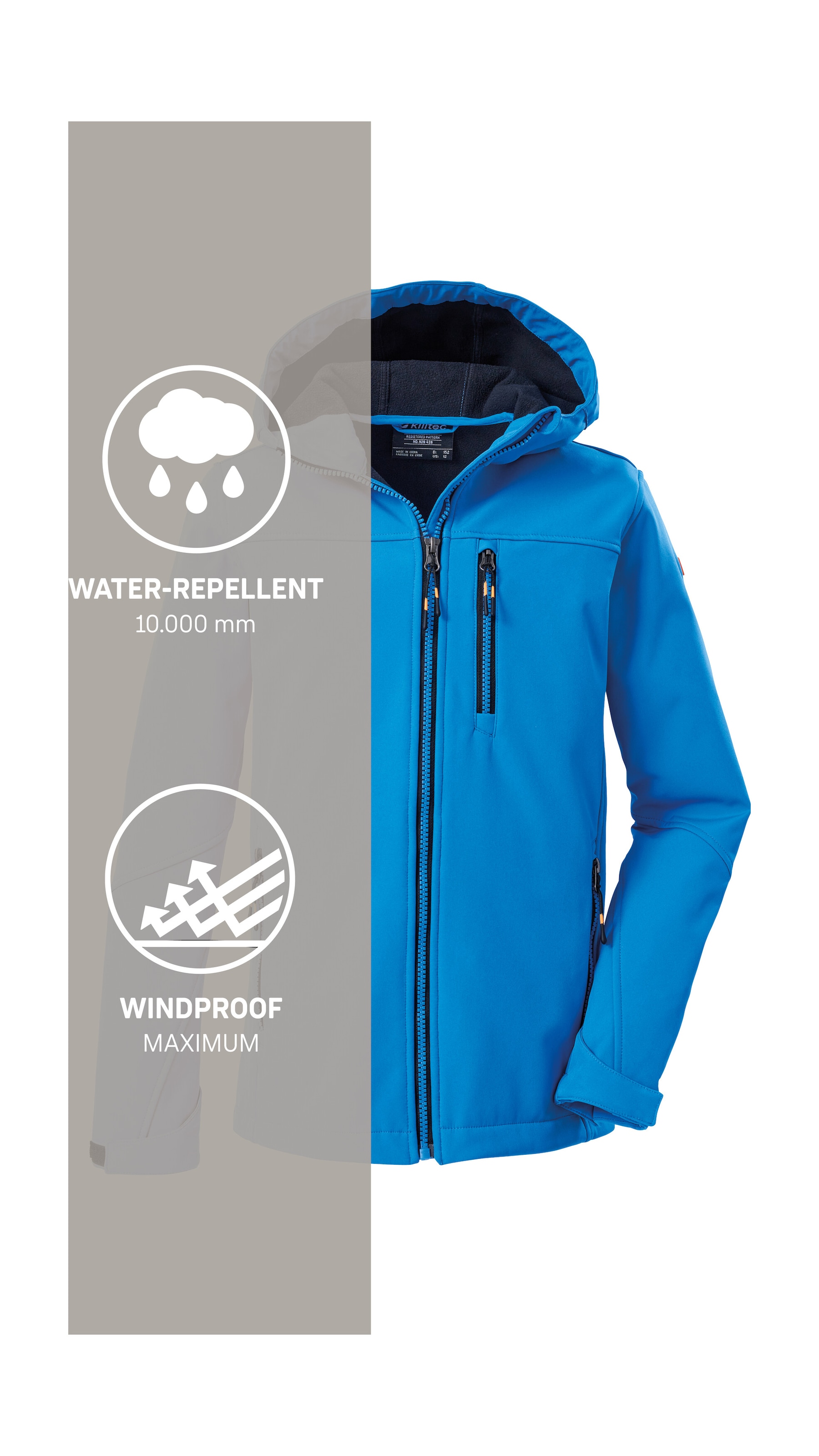 Killtec Softshelljacke »Jungen Softshelljacke«, Wasserabweisende Softshelljacke mit Fleece und verstellbaren Details