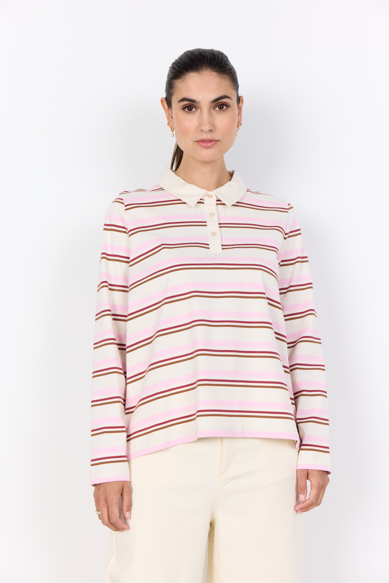 Image of soyaconcept Poloshirt "SC-BASE 2" aus Baumwolle, Regular Fit, gestreifte Optik