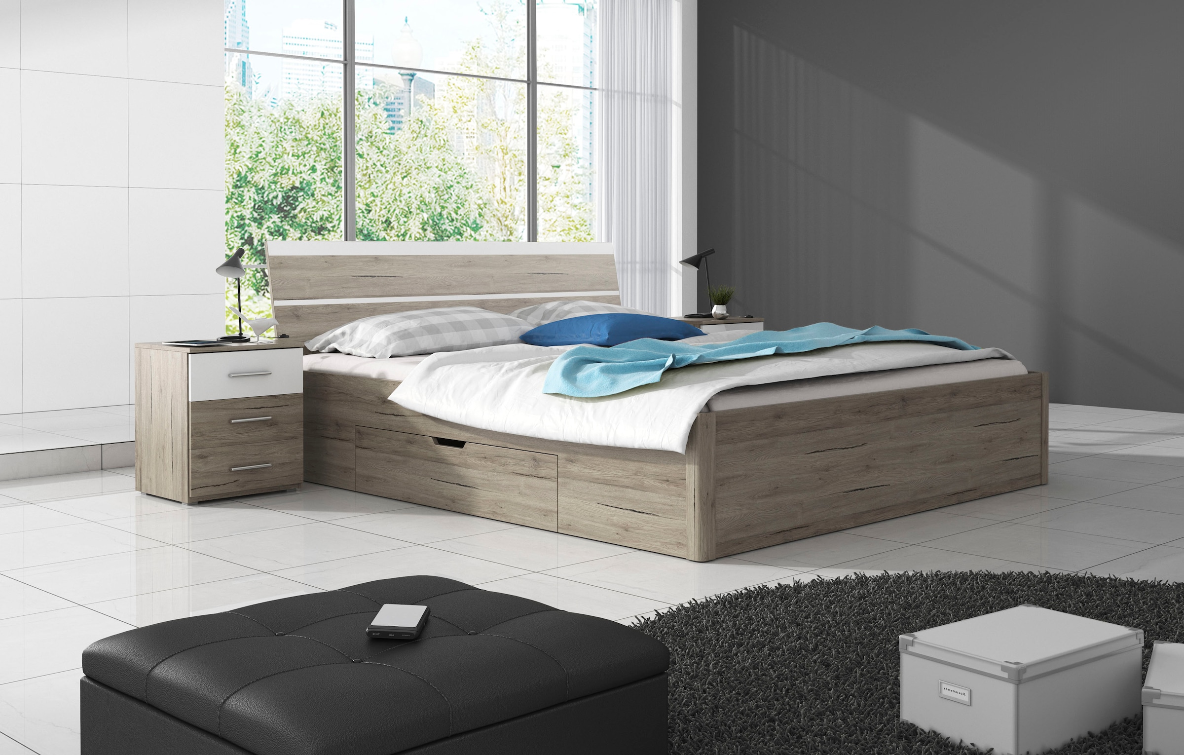 Home affaire Nachtkommode »Beta Breite 46 cm, moderner Nachtschrank«, Nachttisch, Nachtkonsole mit 3 Schubladen
