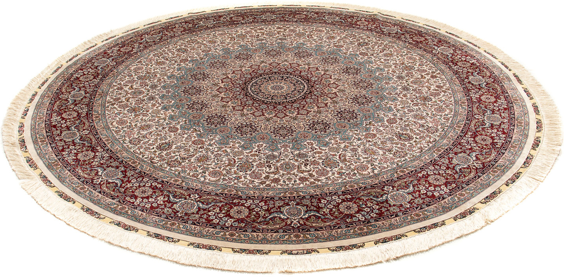Image of morgenland Orientteppich »Hereke rund - 215 x 215 cm - hellbraun«, rund, 3 mm Höhe, Wohnzimmer, Handgeknüpft, Einzelstück mit Zertifikat bei Ackermann Versand Schweiz