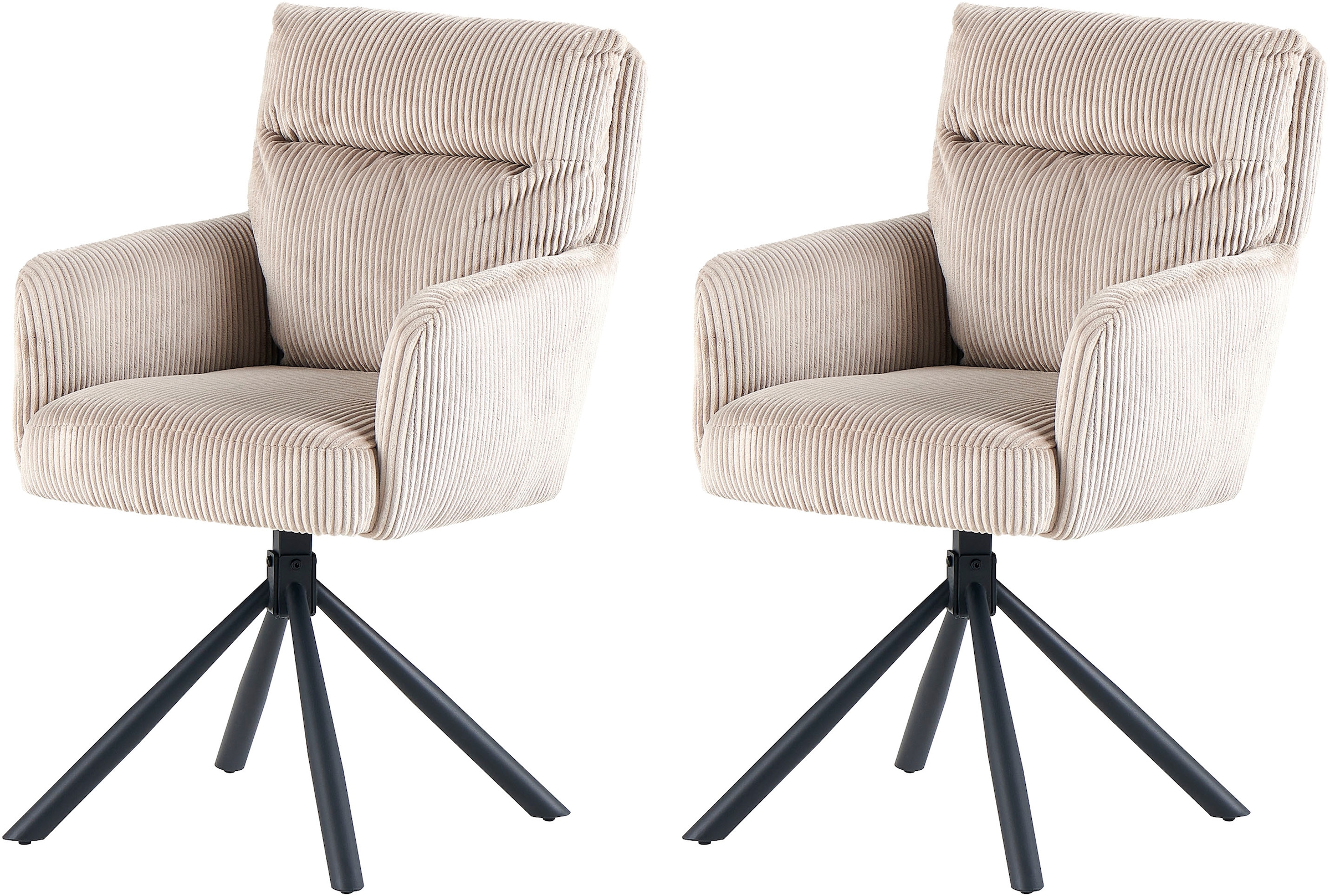 GOODproduct Esszimmerstuhl »Justin« (Set) 2 Stk.gemütlicher Sessel mit Taschenfederkern, 360 Grad drehbar, Grob - Cord