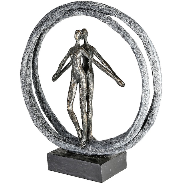 Casablanca by Gilde Dekofigur »Skulptur Paar im Ring, bronzefarben/schwarz«,  bronzefarben/grau/schwarz, Polyresin