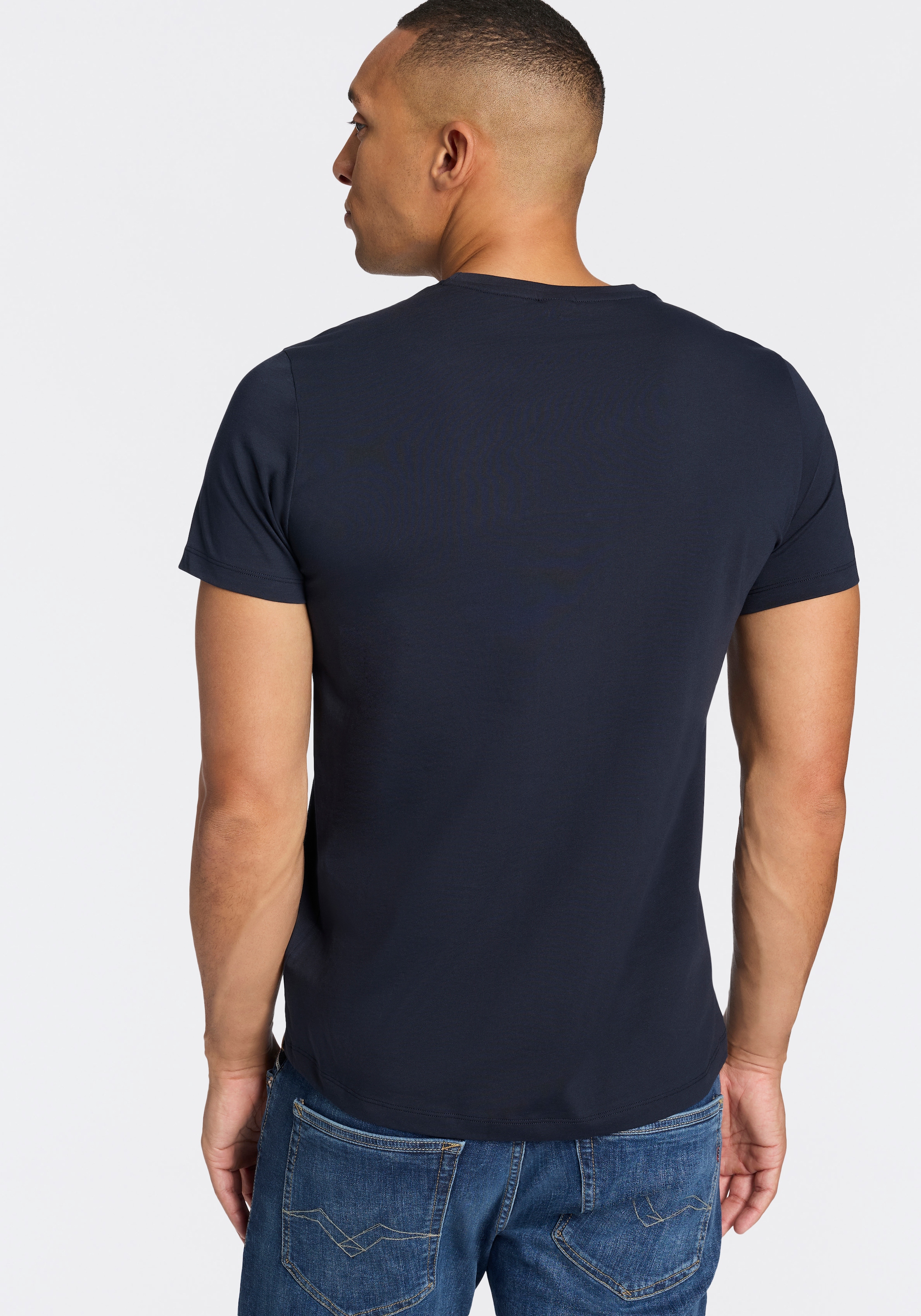 BOSS T-shirt col rond, jersey, petit logo, coupe régulière