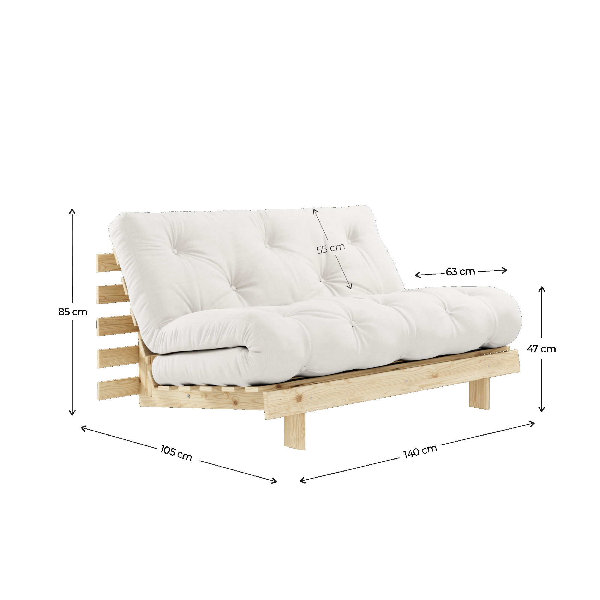 Karup Design Daybett »Roots Schlafsofa, Gästebett, Sofa inkl. Futonmatratze«, Liegefläche 90/140/160 x200 cm, FSC® zertifizierte Kiefer