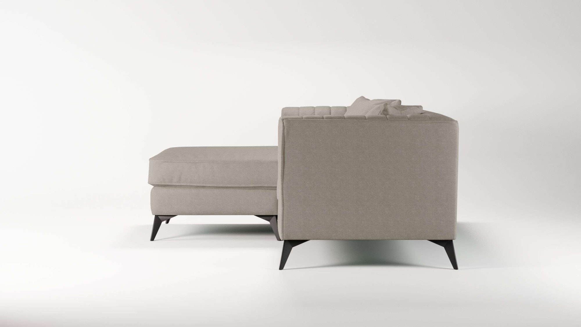PLACES OF STYLE Ecksofa »MATTHEW L-Form ideal für kleine Räume, Masse B/T/H: 201/162/74 cm« elegantes Designsofa, feine Steppung im Rücken, incl. Zierkissen