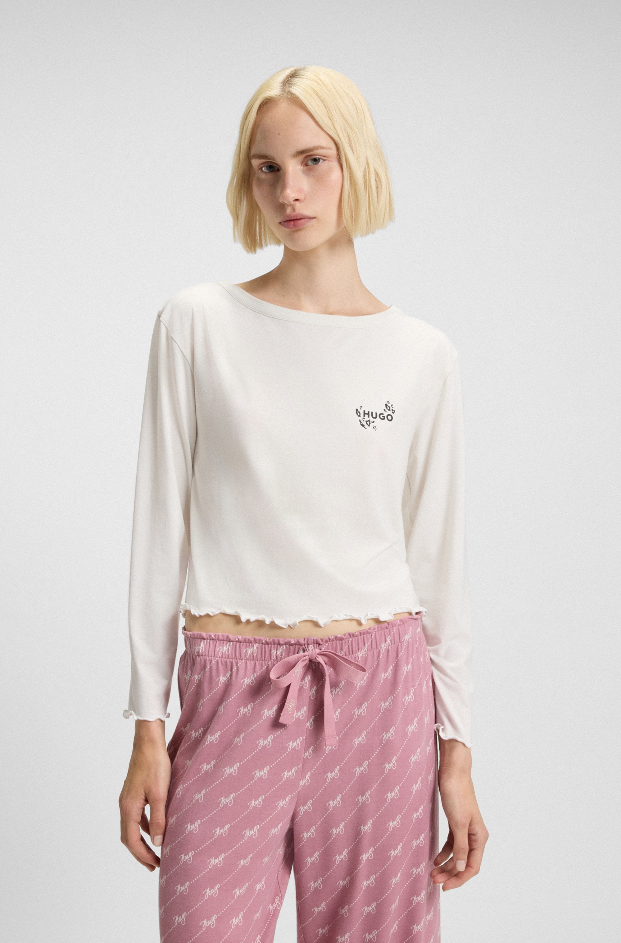 Image of HUGO Underwear Pyjamaoberteil aus Stretch-Jersey mit Logo-Artwork, regular fit, Rundhals