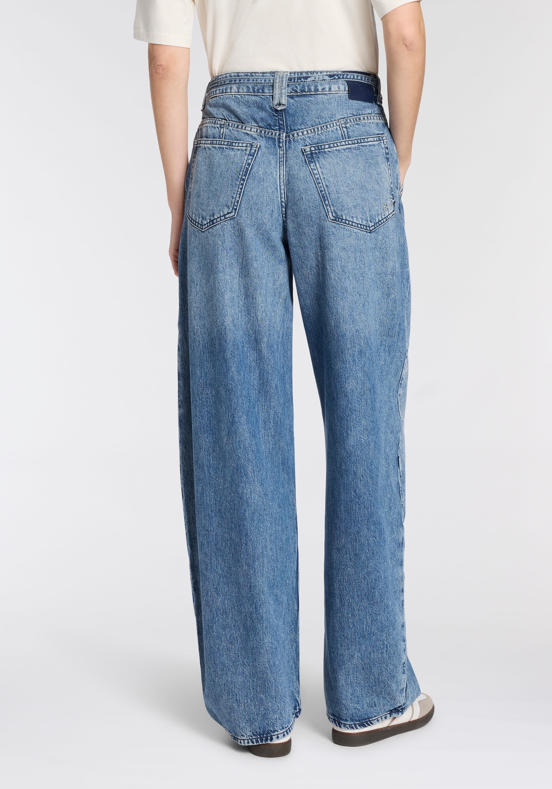 BOSS ORANGE Jeans large »PLEATED BARREL 1.0 Premium Damenmode« 2 pièces mit Bindegürtel, High Waist