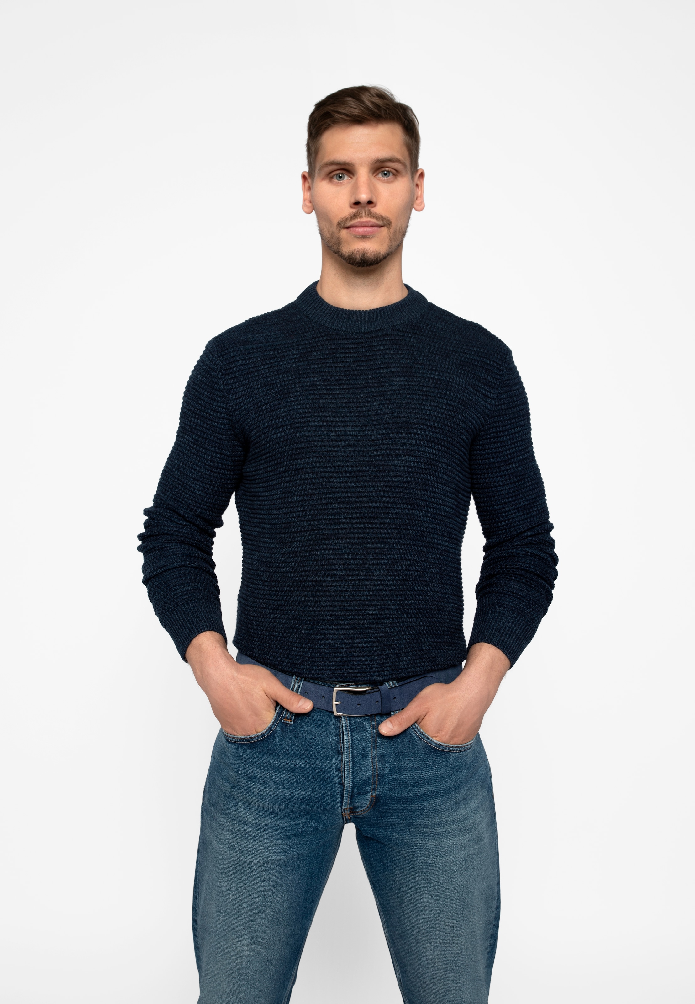 MUSTANG Ceinture en cuir »"Landon"« Genarbtes Vollleder mit Glanz, 3,5 cm