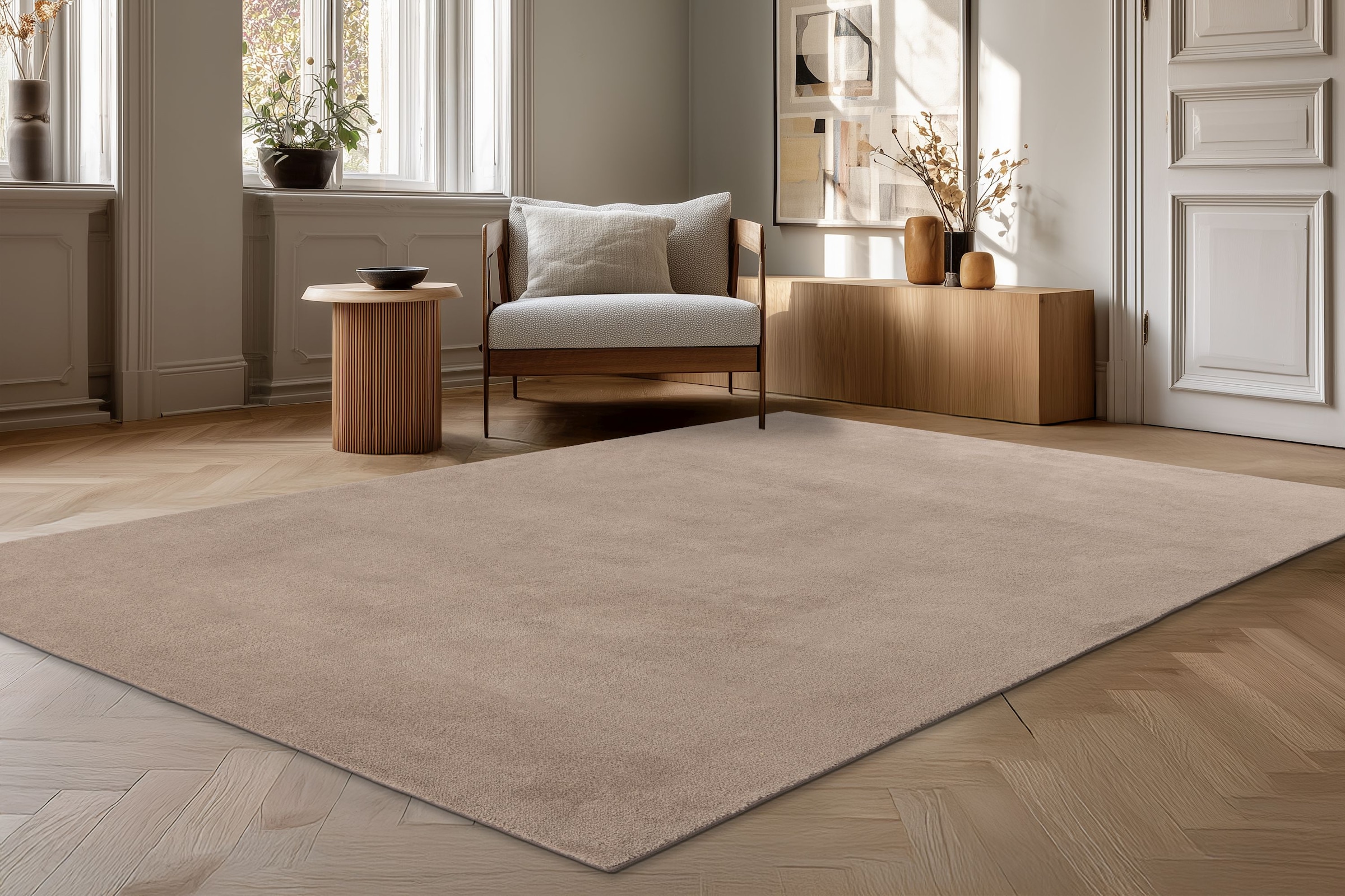 Kayoom Tapis »Earthquake 225« Rectangulaire 14 mm Höhe auch als Läufer, dichter uni Kurzflor, Wohnzimmer