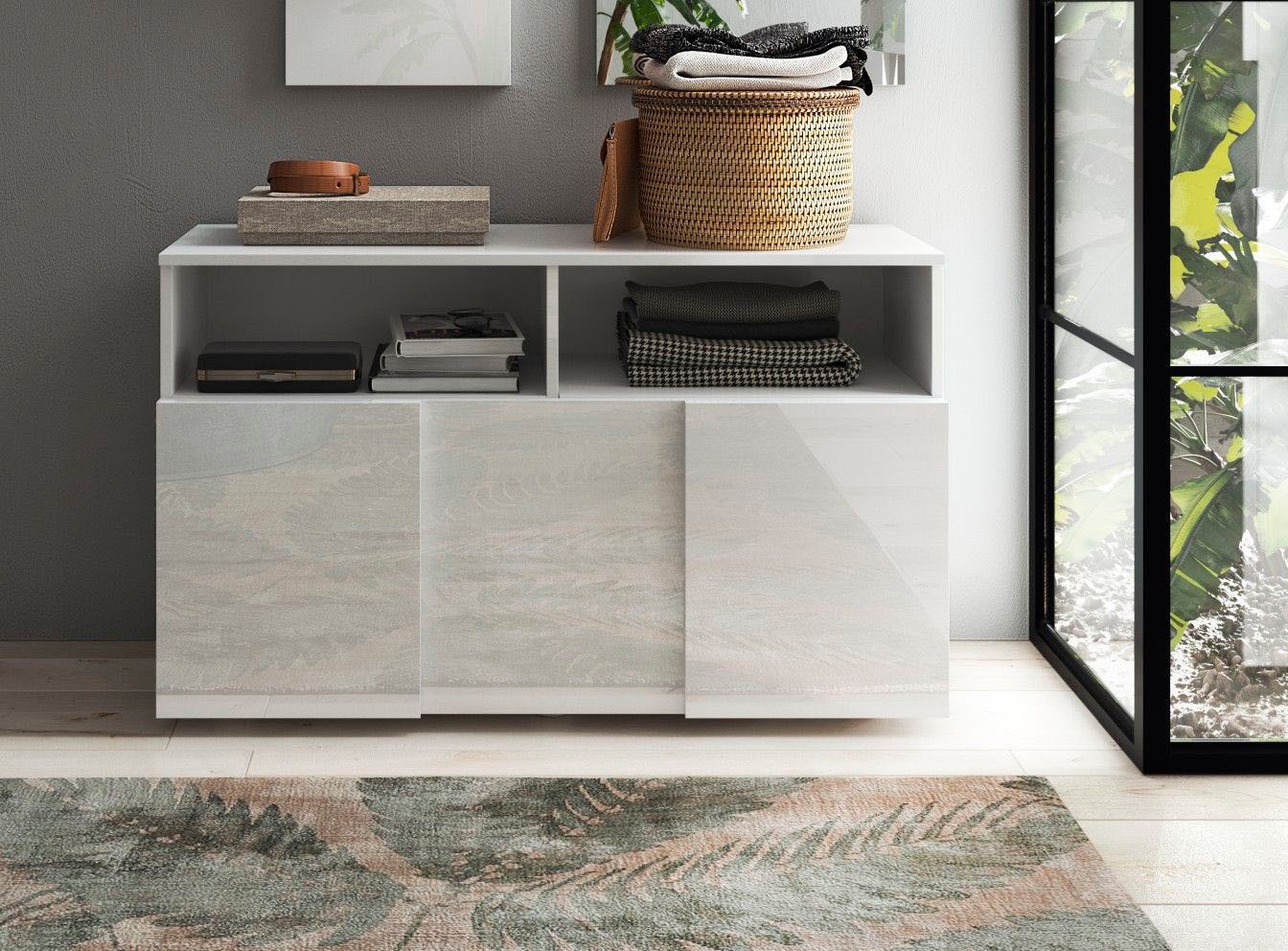 Image of Home affaire Garderobenschrank "Dama, Breite 91 cm, Höhe 51 cm, Schuhbank 1 Klappe" Garderobenbank, Front in 3D-Optik