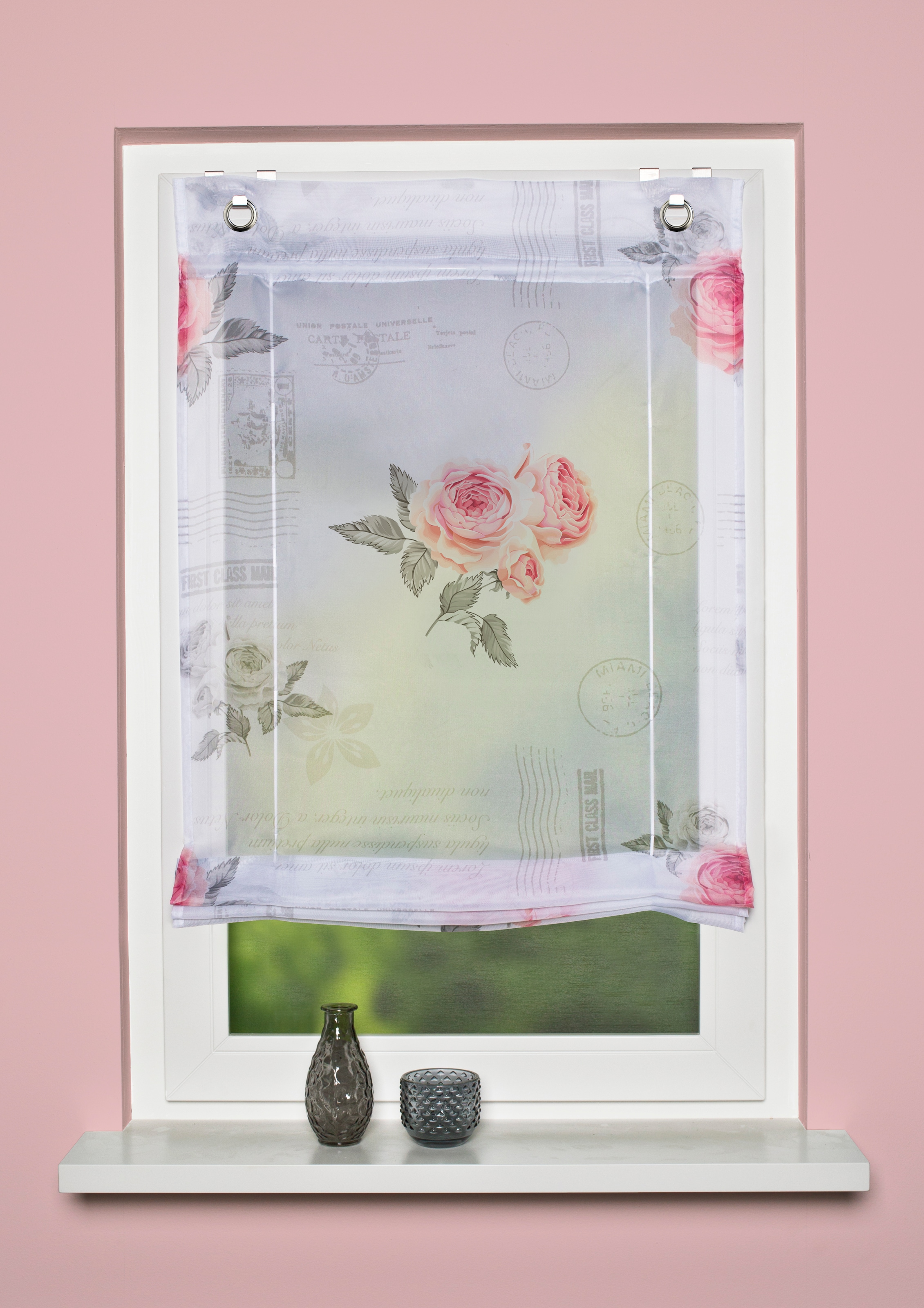 Image of HOME WOHNIDEEN Bändchenrollo "AMORE" mit Hakenaufhängung ohne Bohren und Schrauben bedruckt
