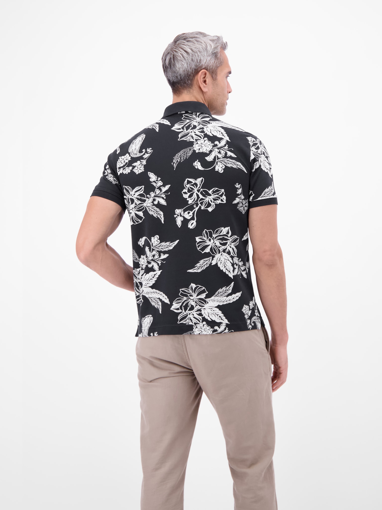 LERROS Poloshirt Kurzarm mit floralem Allover-Print