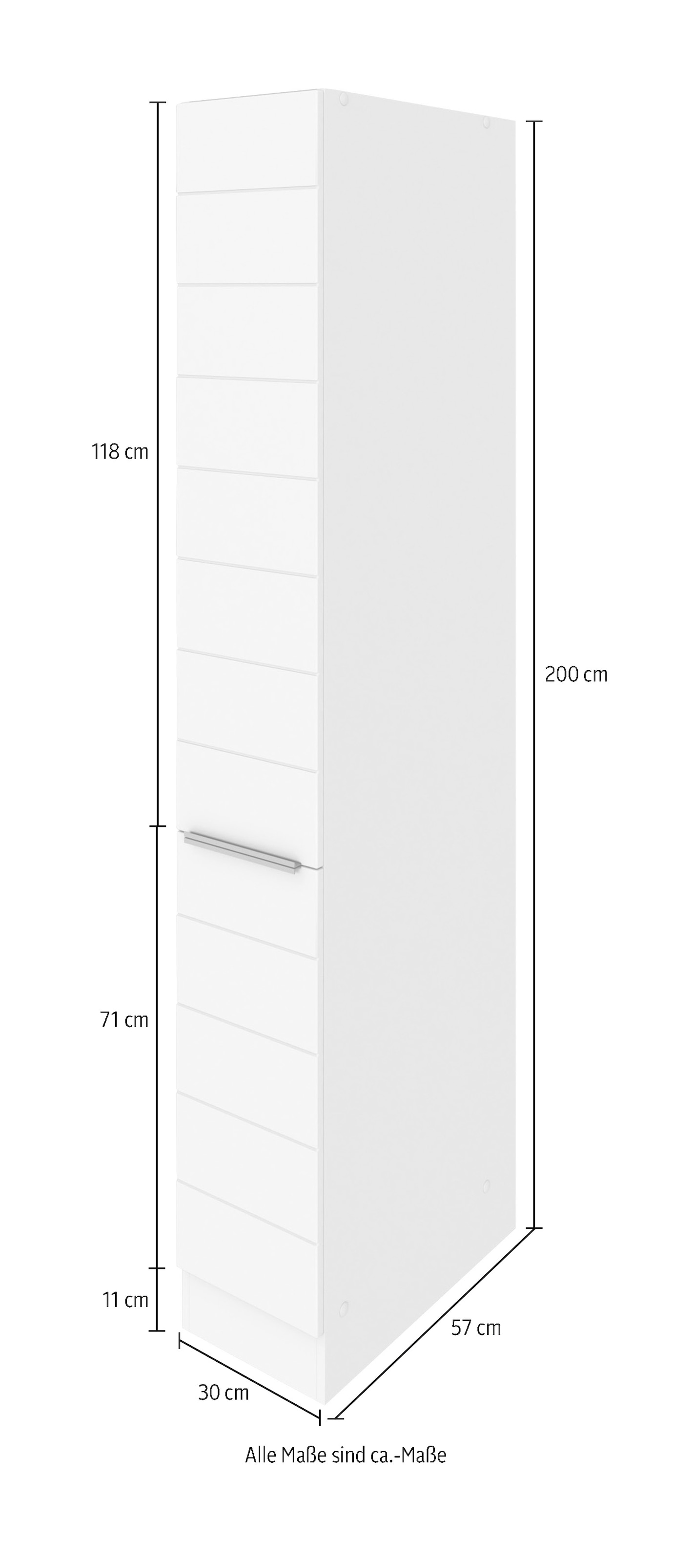 KOCHSTATION Armoire à pharmacie »KS-Luhe« 30 cm de largeur, façades MDF de haute qualité avec lisière horizontale