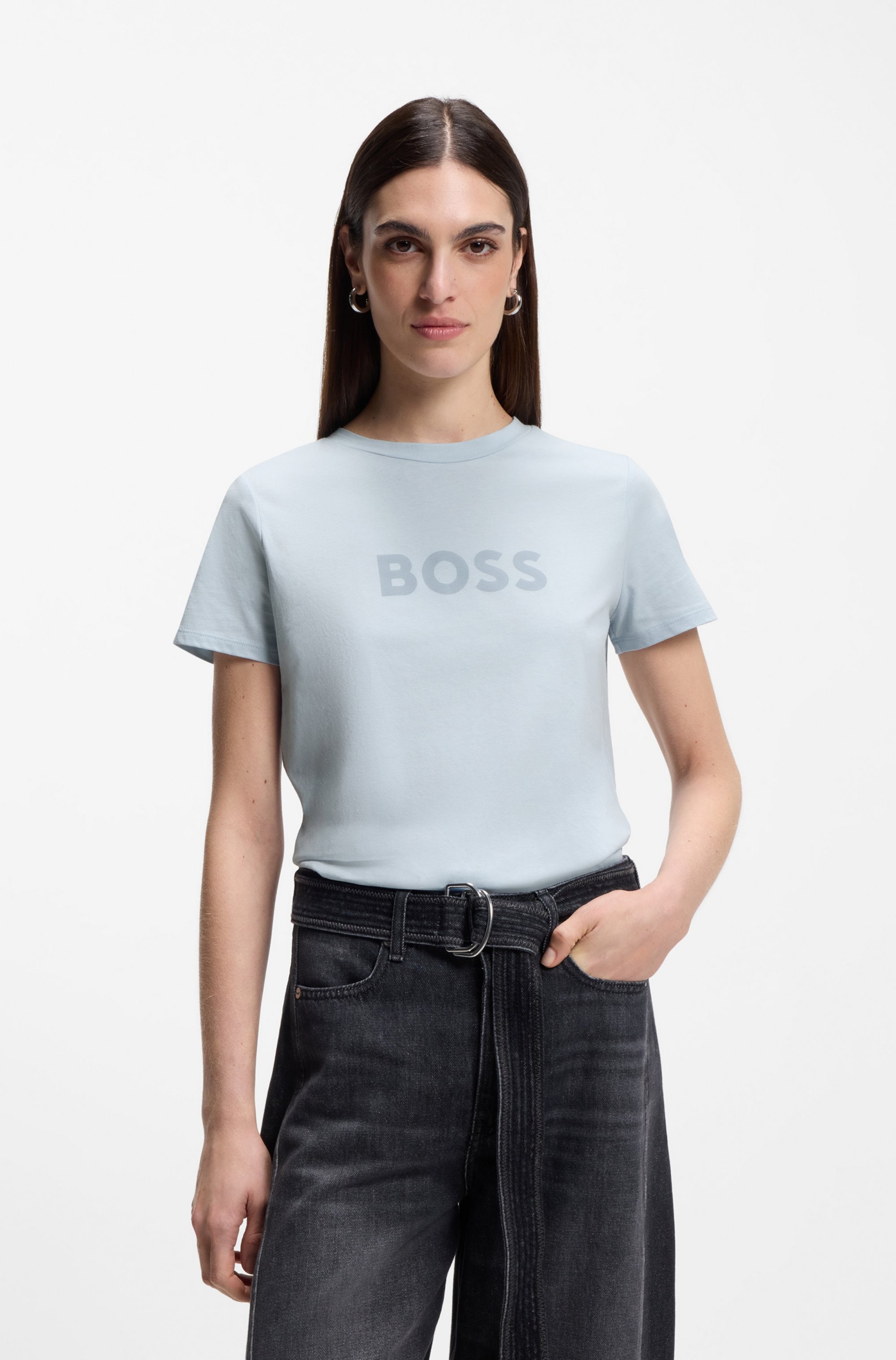 Image of BOSS ORANGE T-Shirt "Elogo Premium Damenmode" mit BOSS-Schriftzug