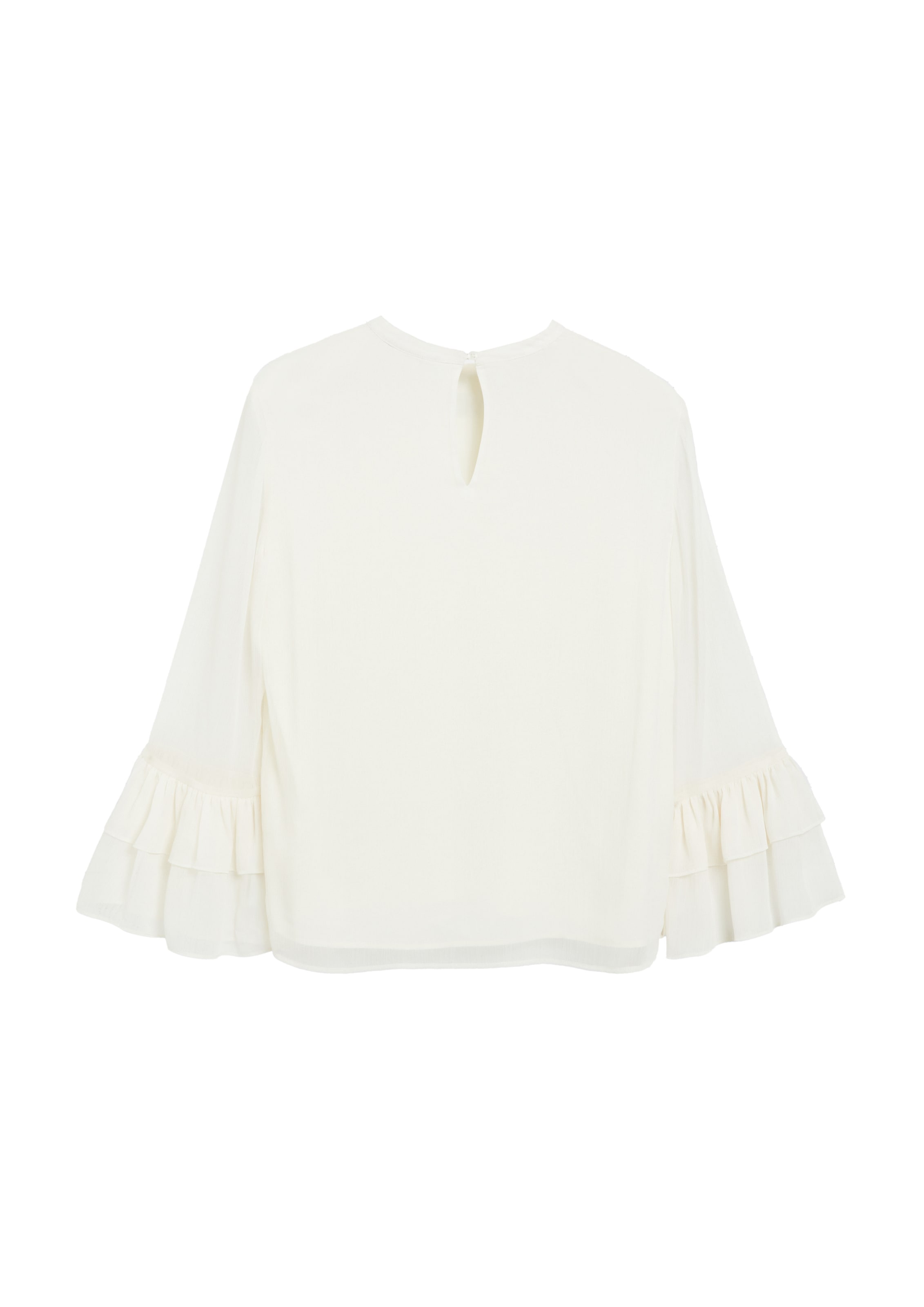 Comma Chemisier à volants Blouse d'été à manches volantées / transparente / découpes
